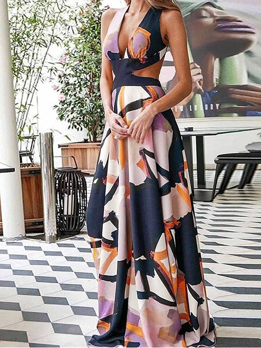 Stunncal Alyssa Printed V Neck Dress