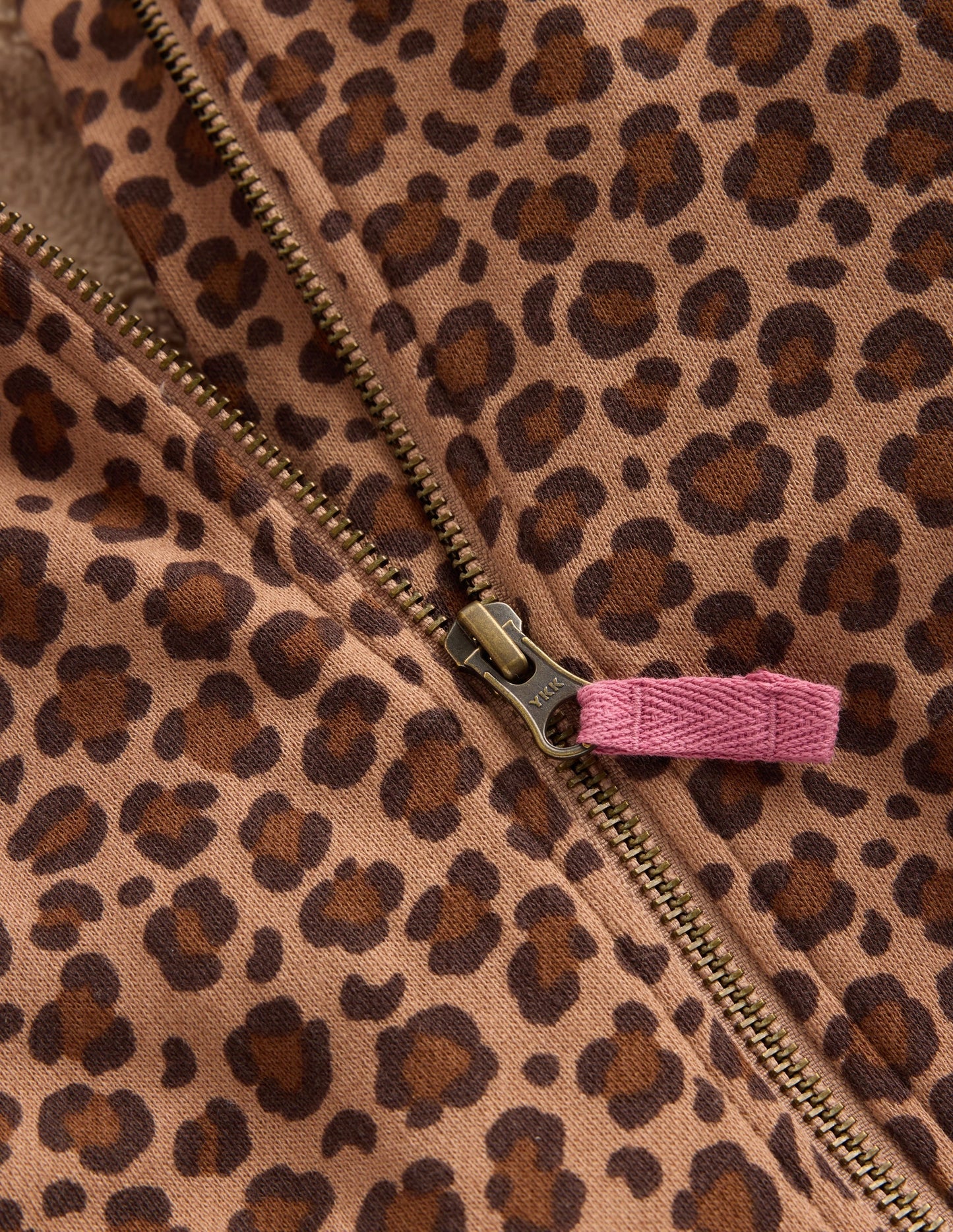 Fleece Lined Zip-Through-Milk Chocolate Brown Leopard