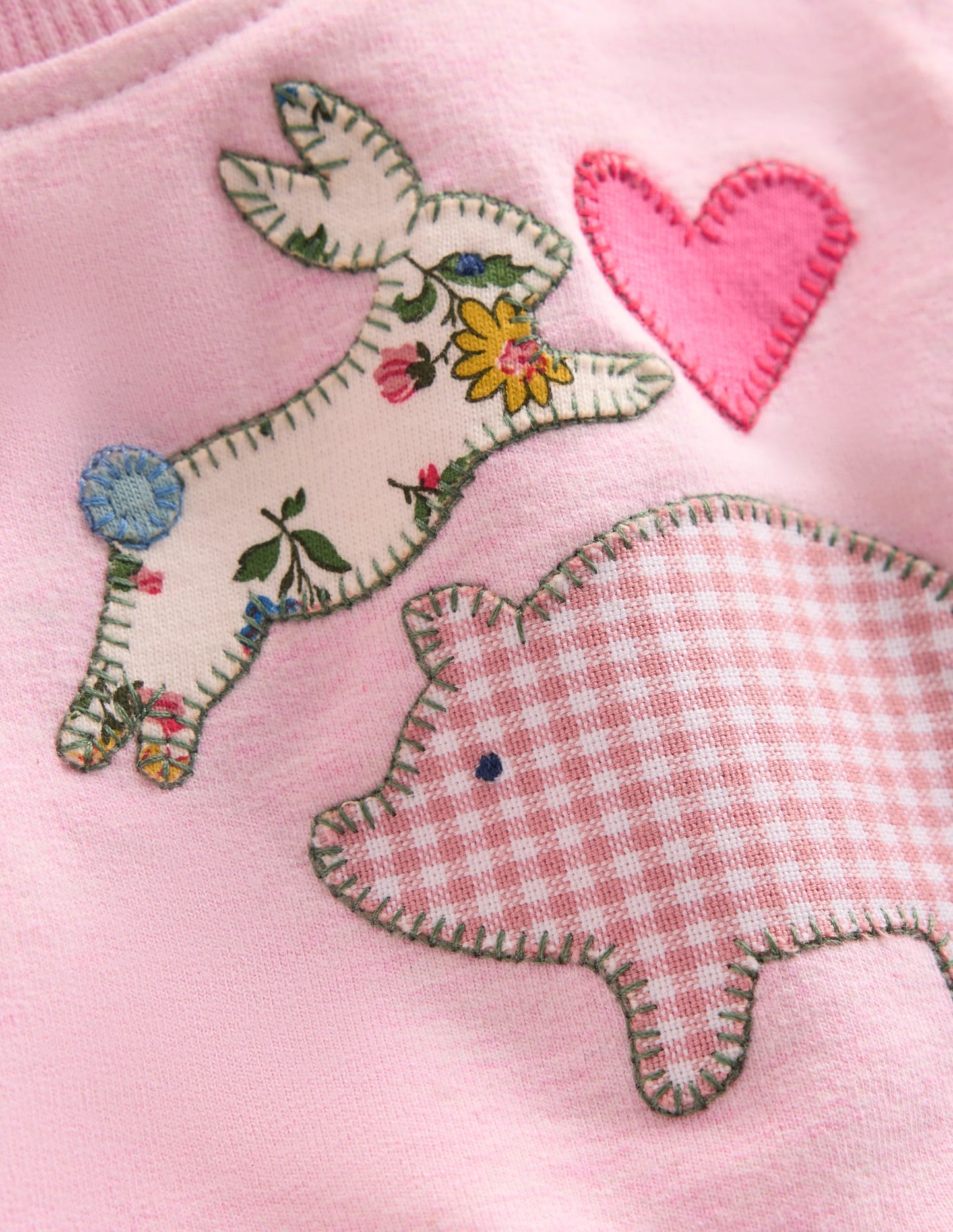 Appliqué Sweatshirt Set-Pale Pink Farm