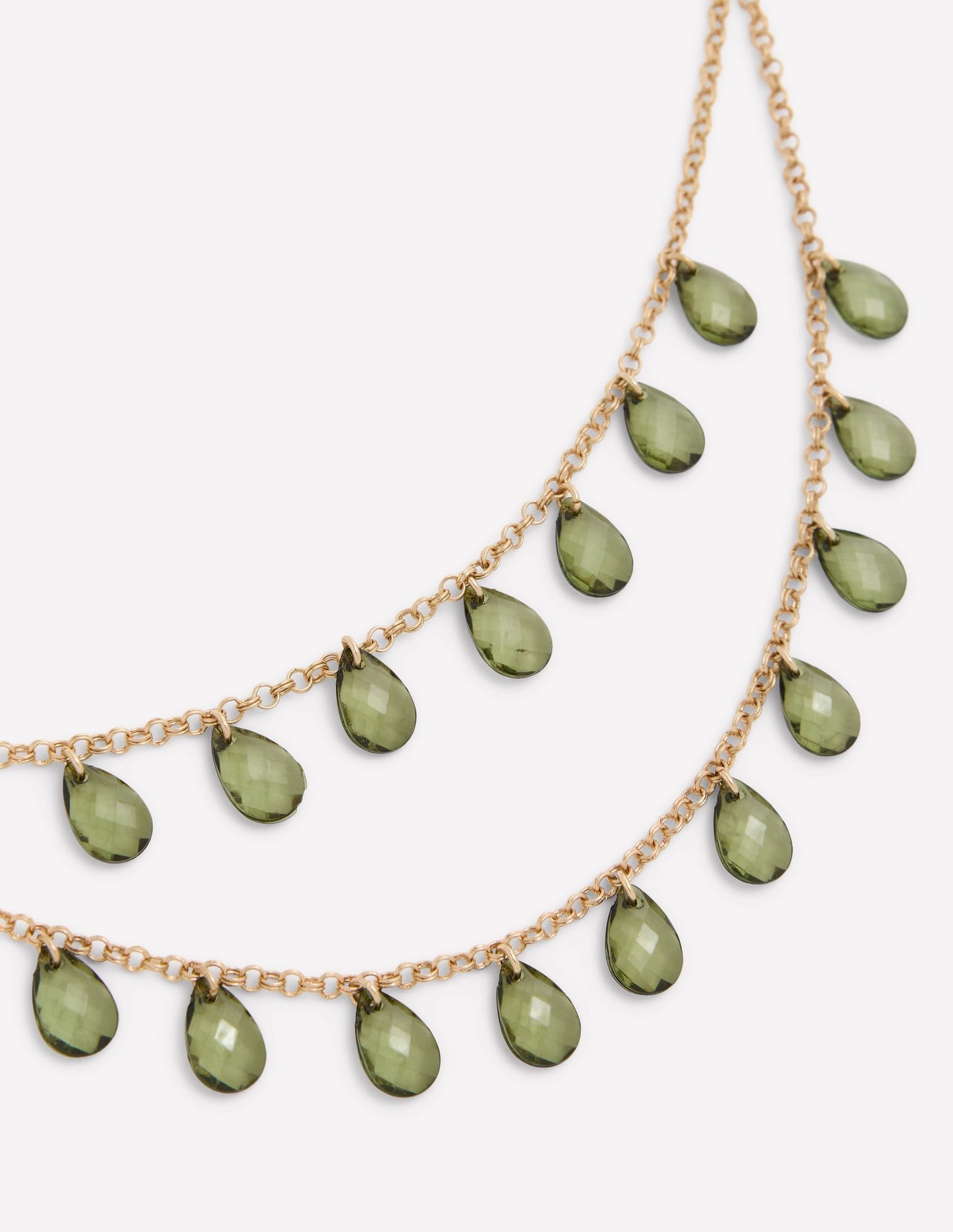 Layered Teardrop Necklace-Green