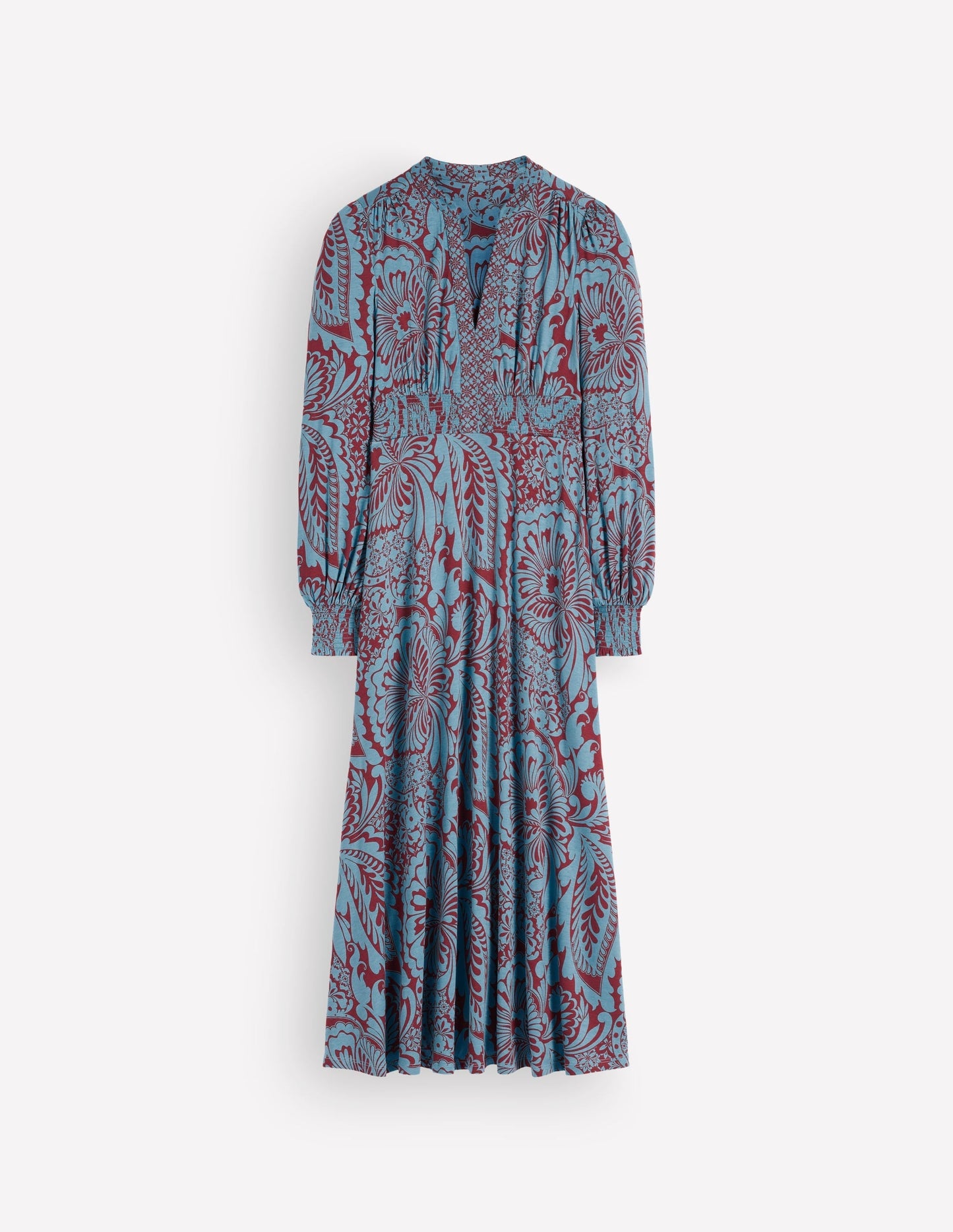 Georgia Jersey Midi Dress-Delphinum Blue, Botanical
