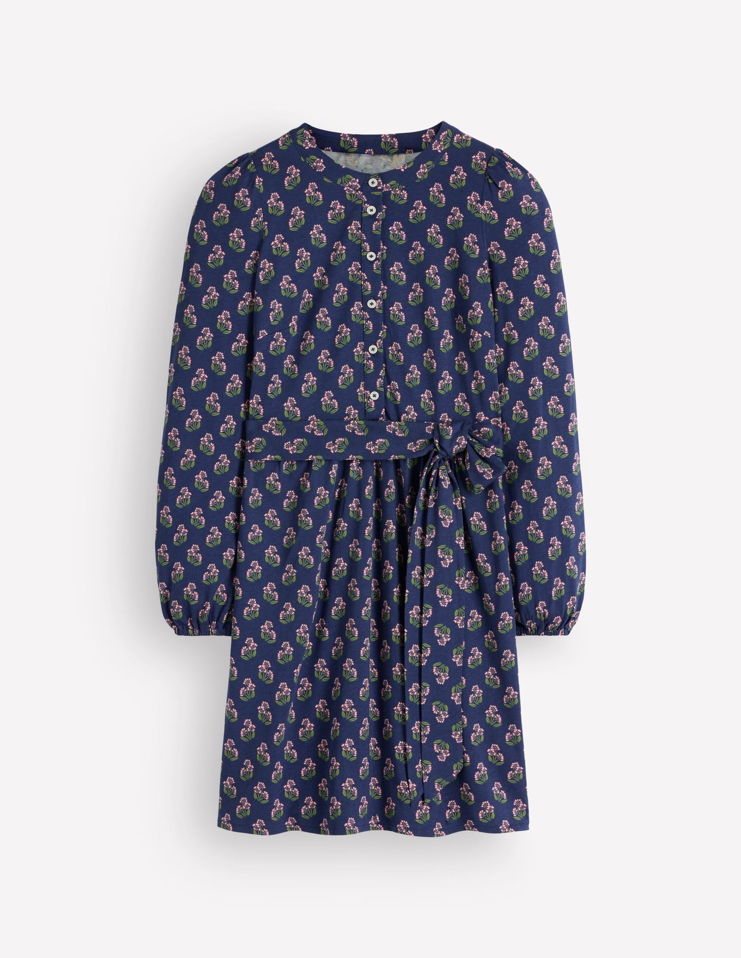 Adele Belted Jersey Dress-College Navy, Ditsy Carnation