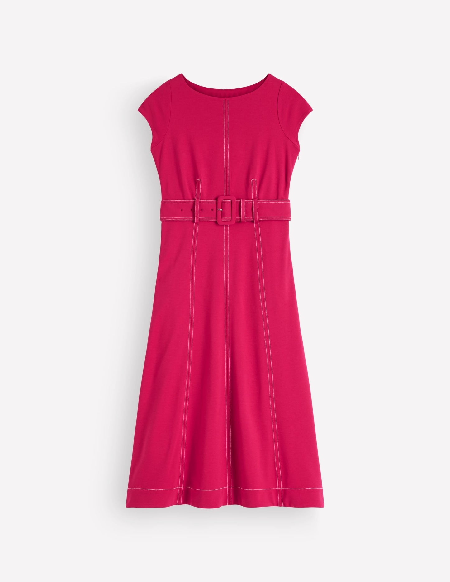 Topstitch Ponte Midi Dress-Pomegranate