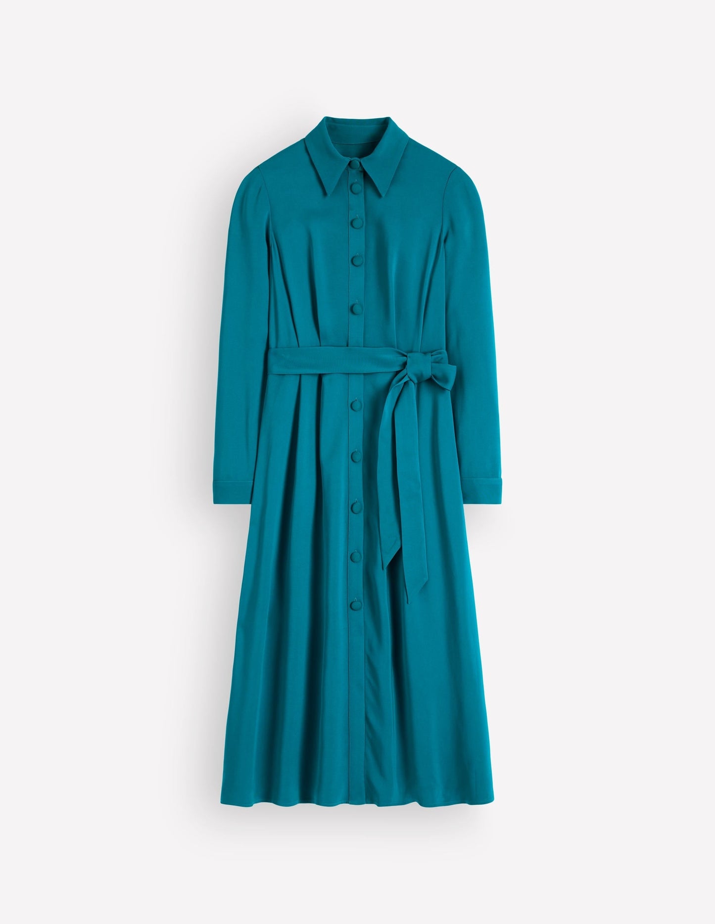 Kate Pleated Shirt Dress-Deep Sea Green