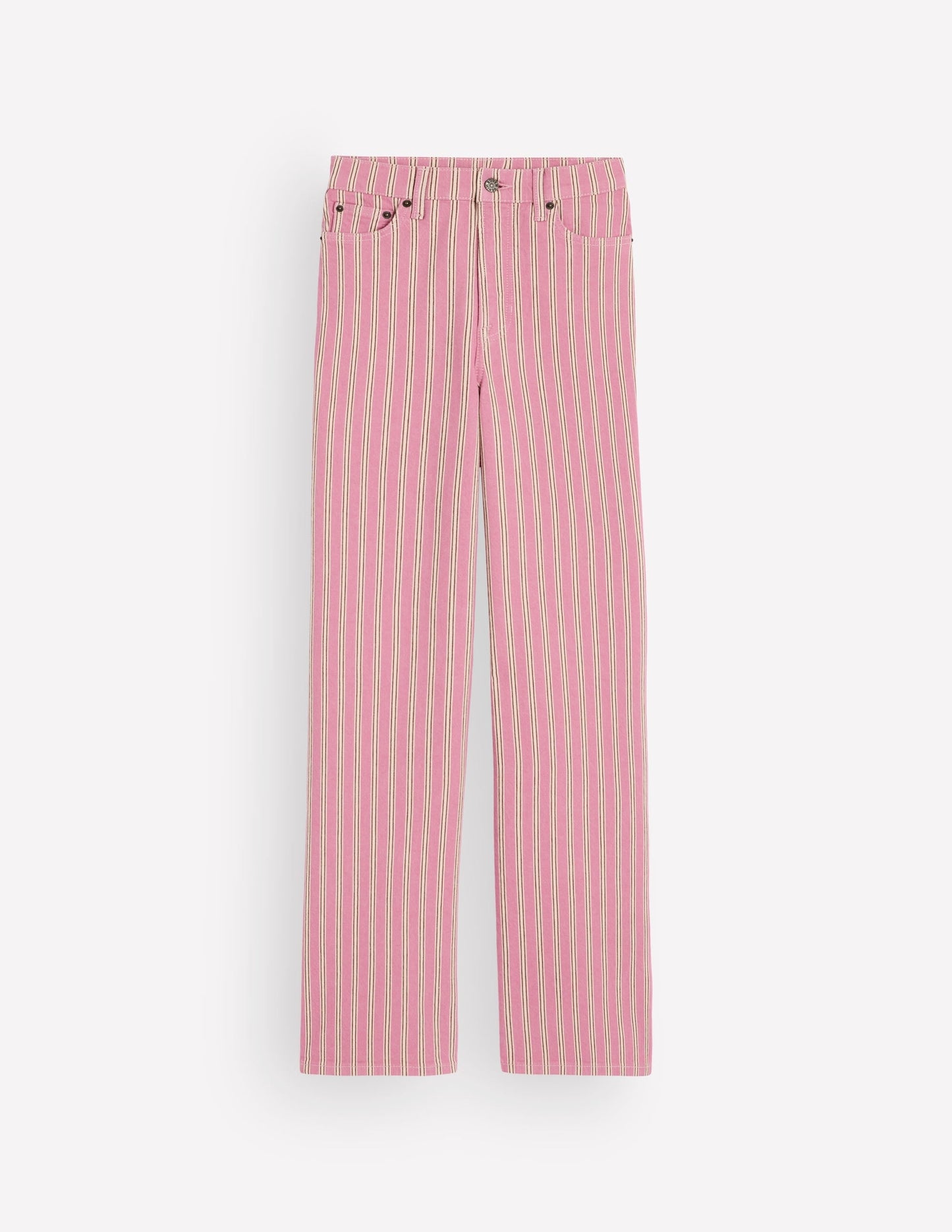 High Rise Column Leg Jeans-Pink, Maroon Tram Stripe