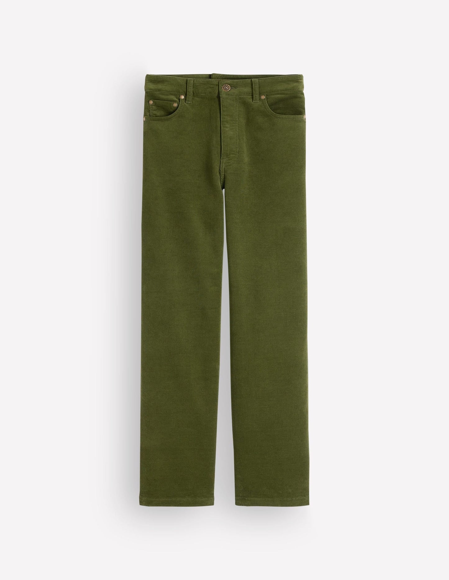 High Rise Cord Column Jeans-Chive