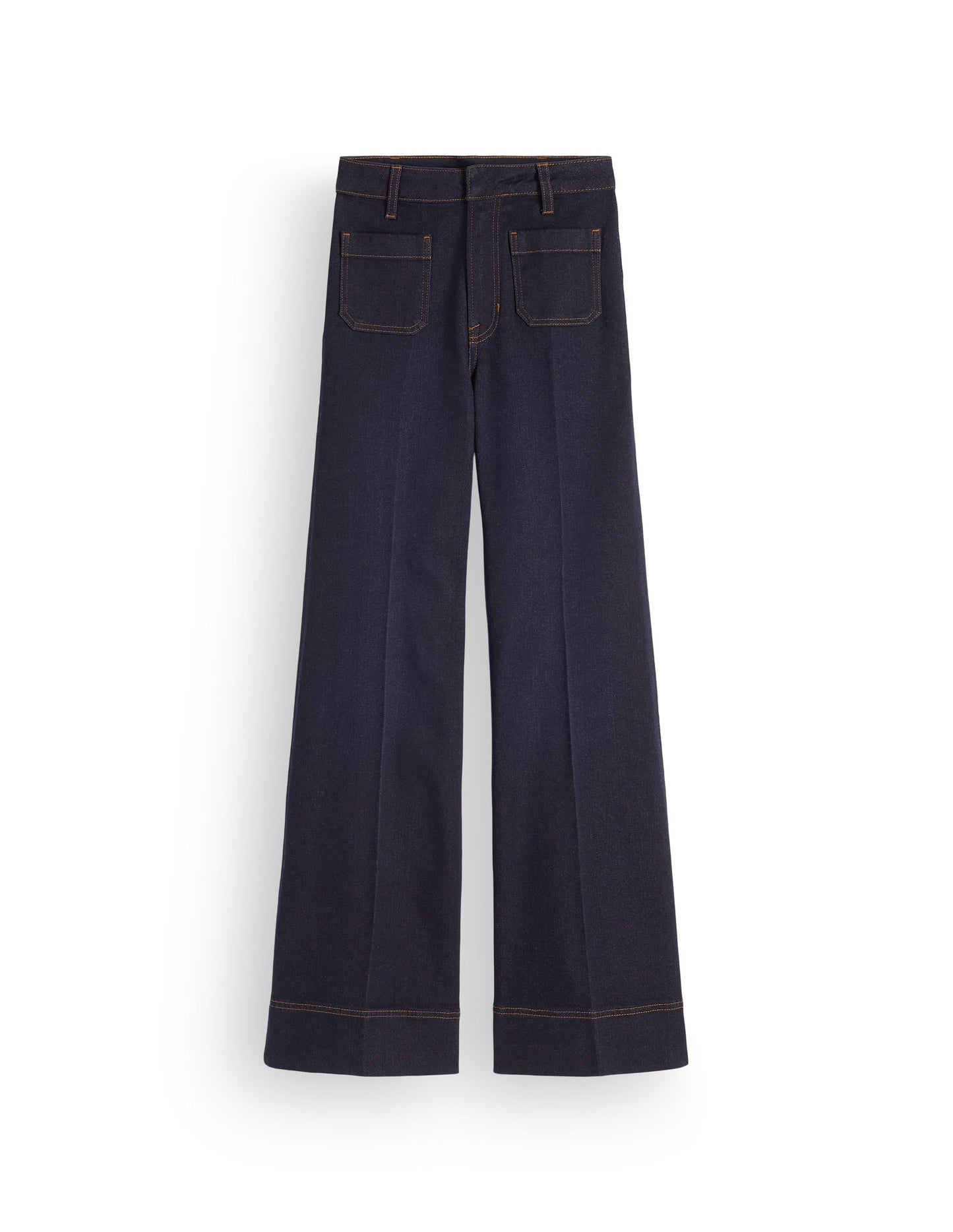 Patch Pocket Flare Jeans-Indigo