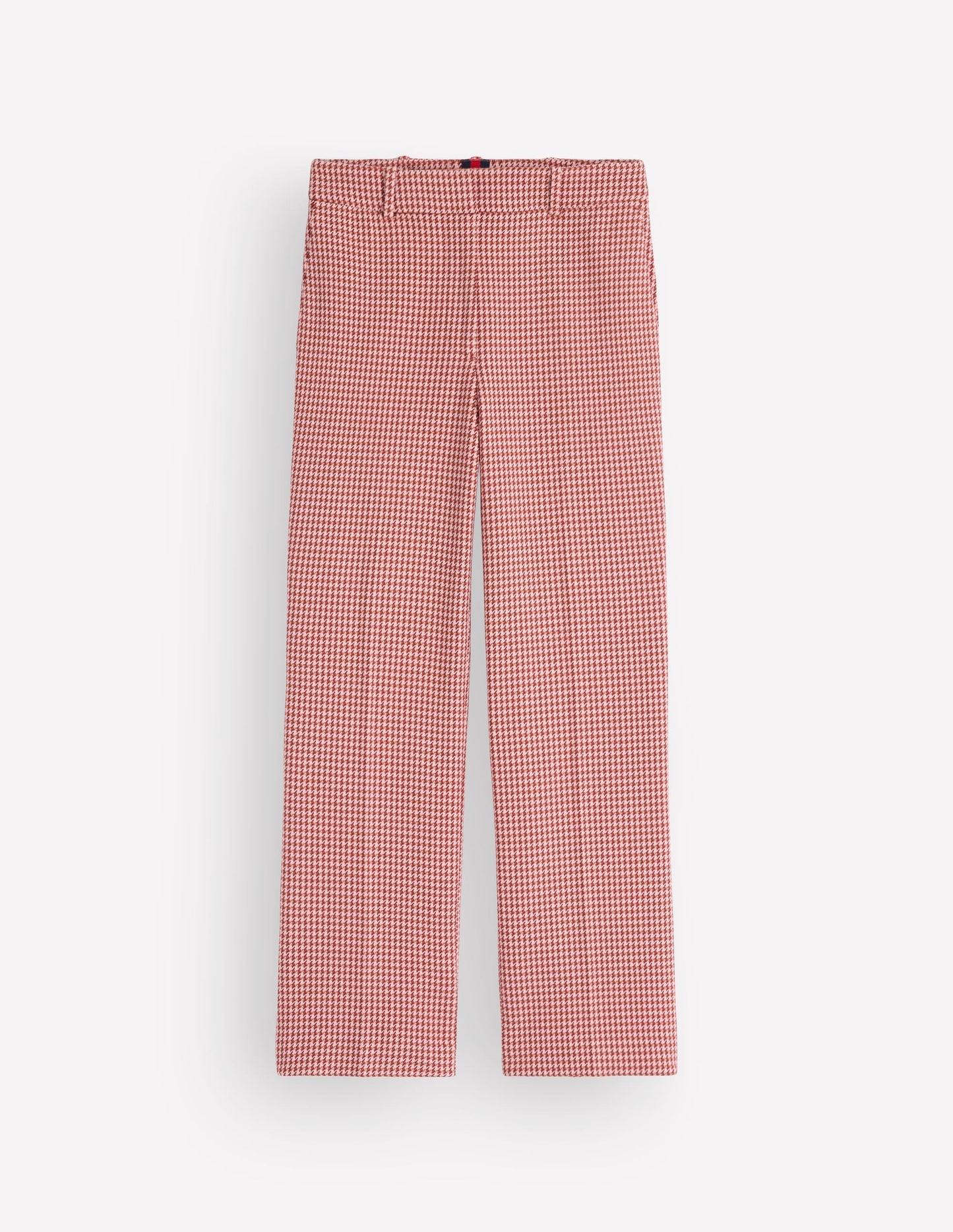 Canonbury Cotton 7/8 Trousers-Pink, Brown Puppytooth