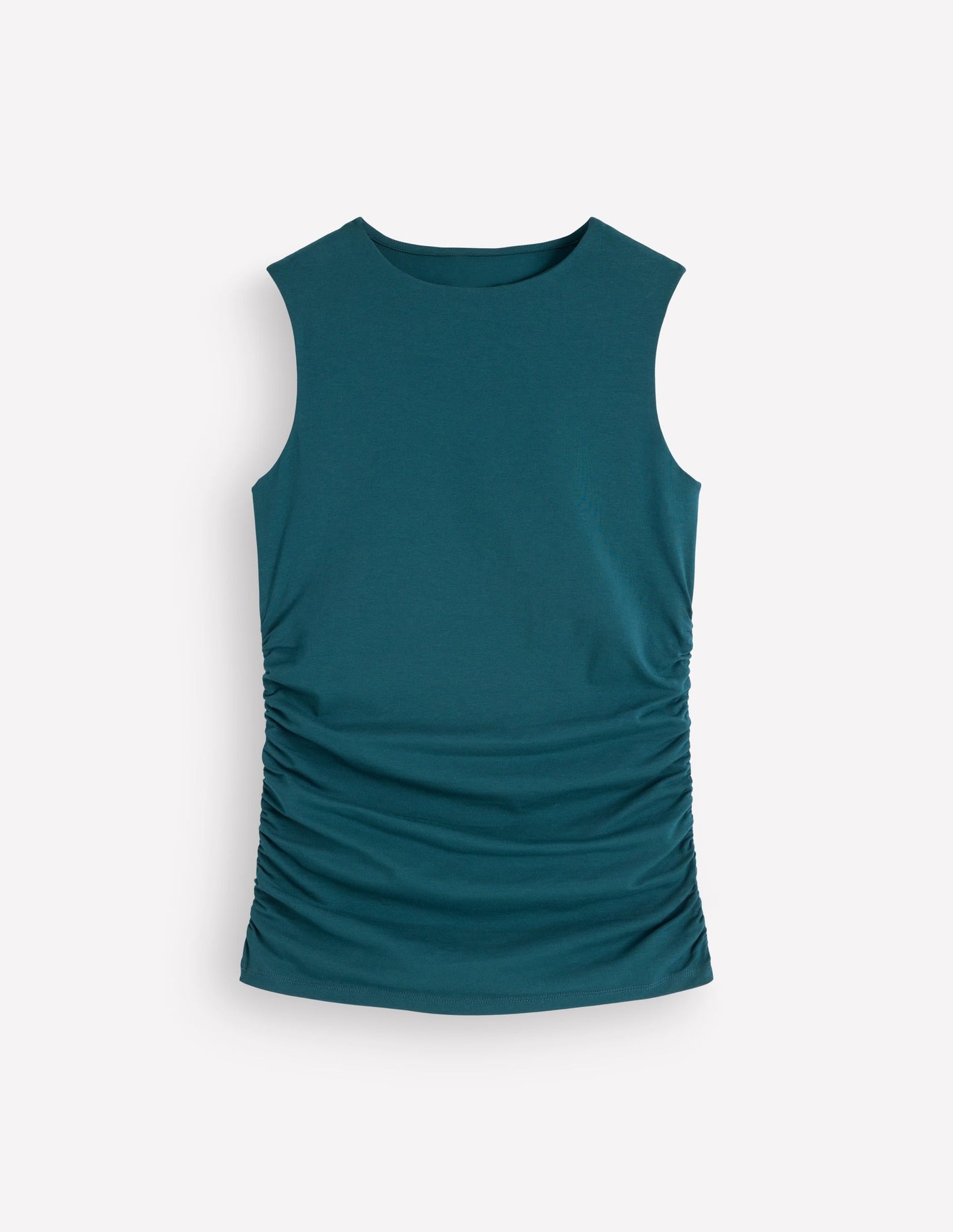 Tia Sleeveless Ruch Jersey Top-Midnight Teal
