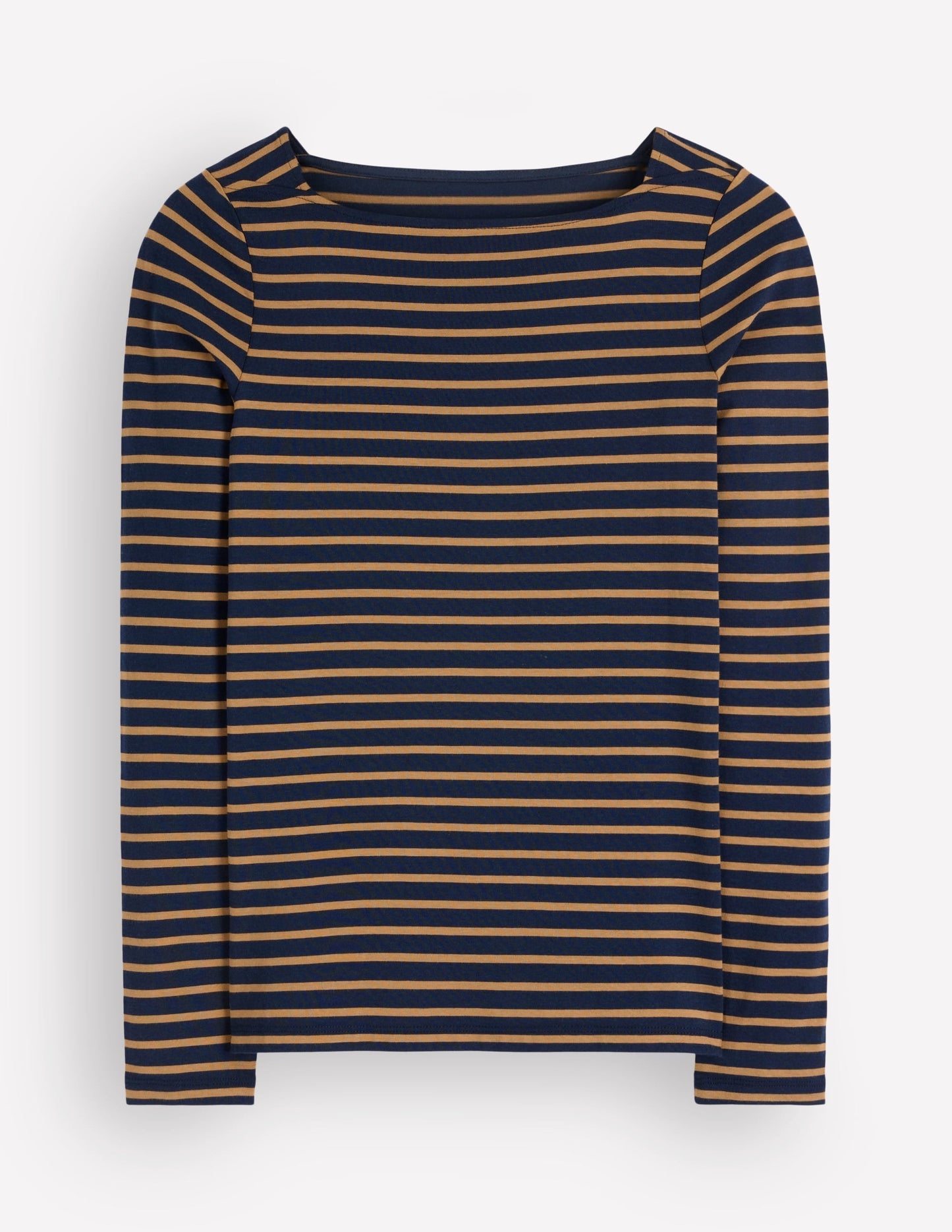 Supersoft Square Neck Top-Navy and Dijon Stripe
