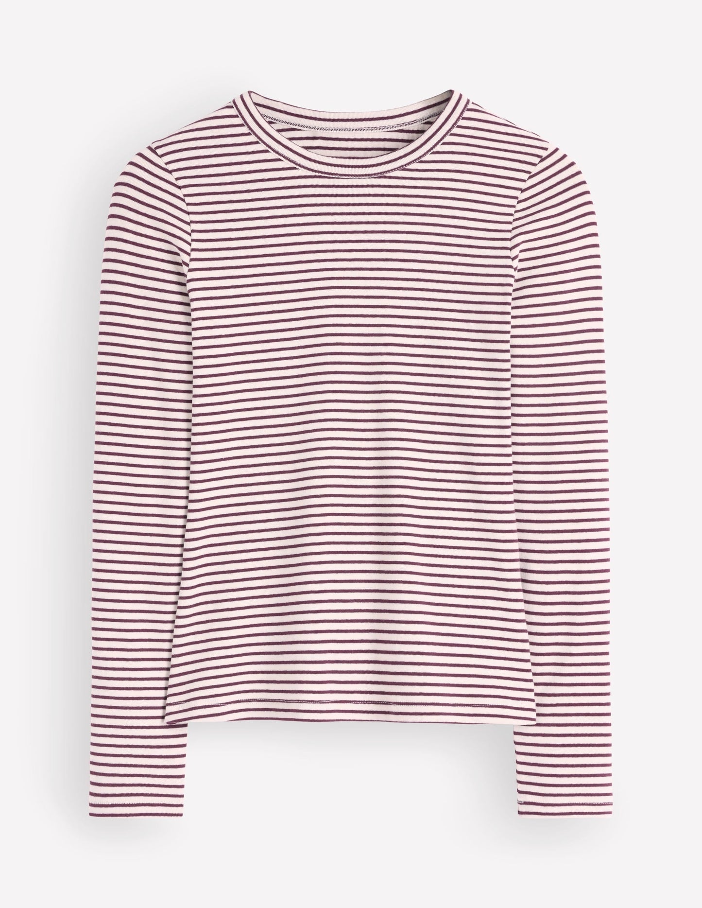 Annie Essential Crew Neck Top-Deep Wisteria and Ivory Stripe