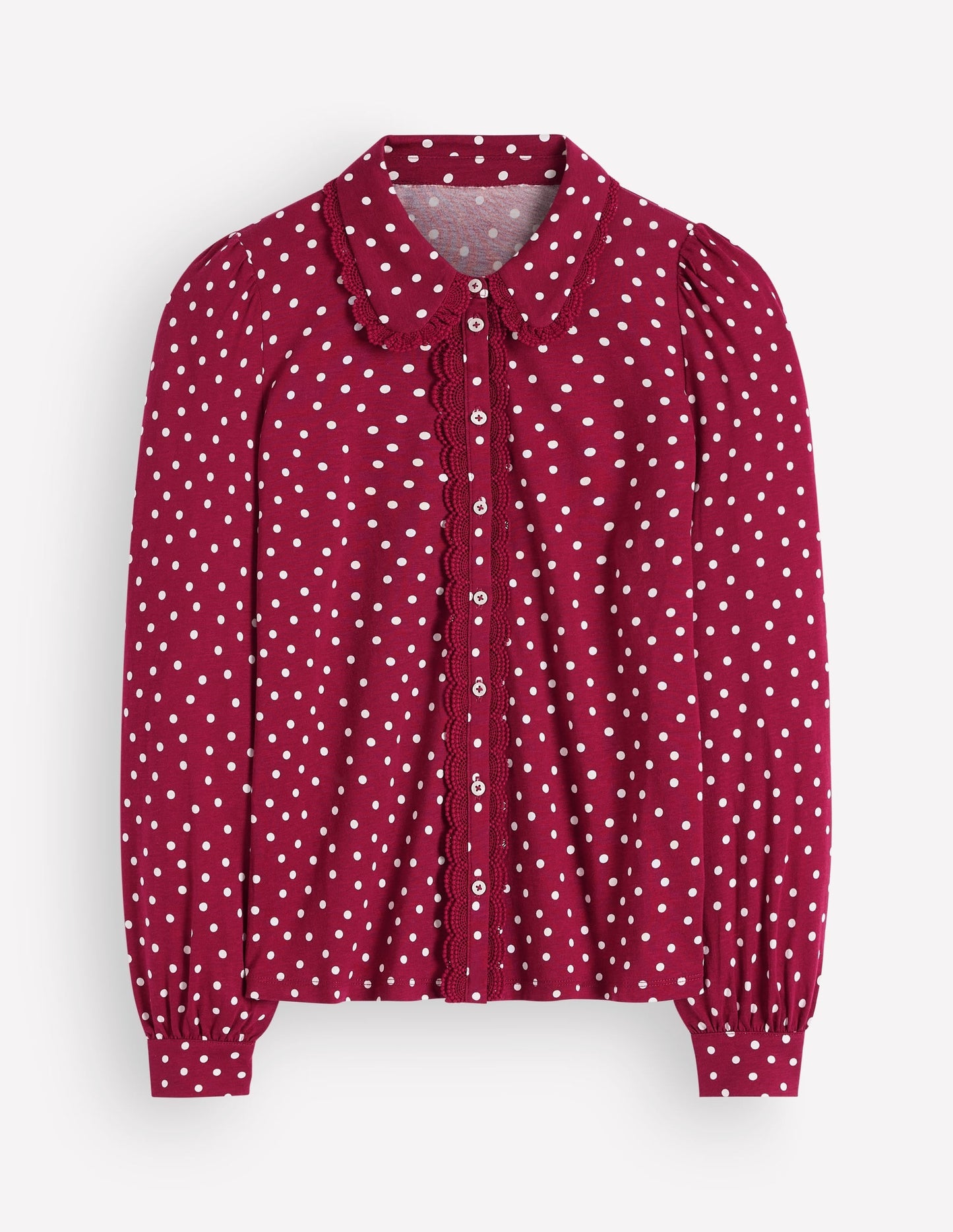 Lace Frill Blouse-Ruby Red, Boden Spot