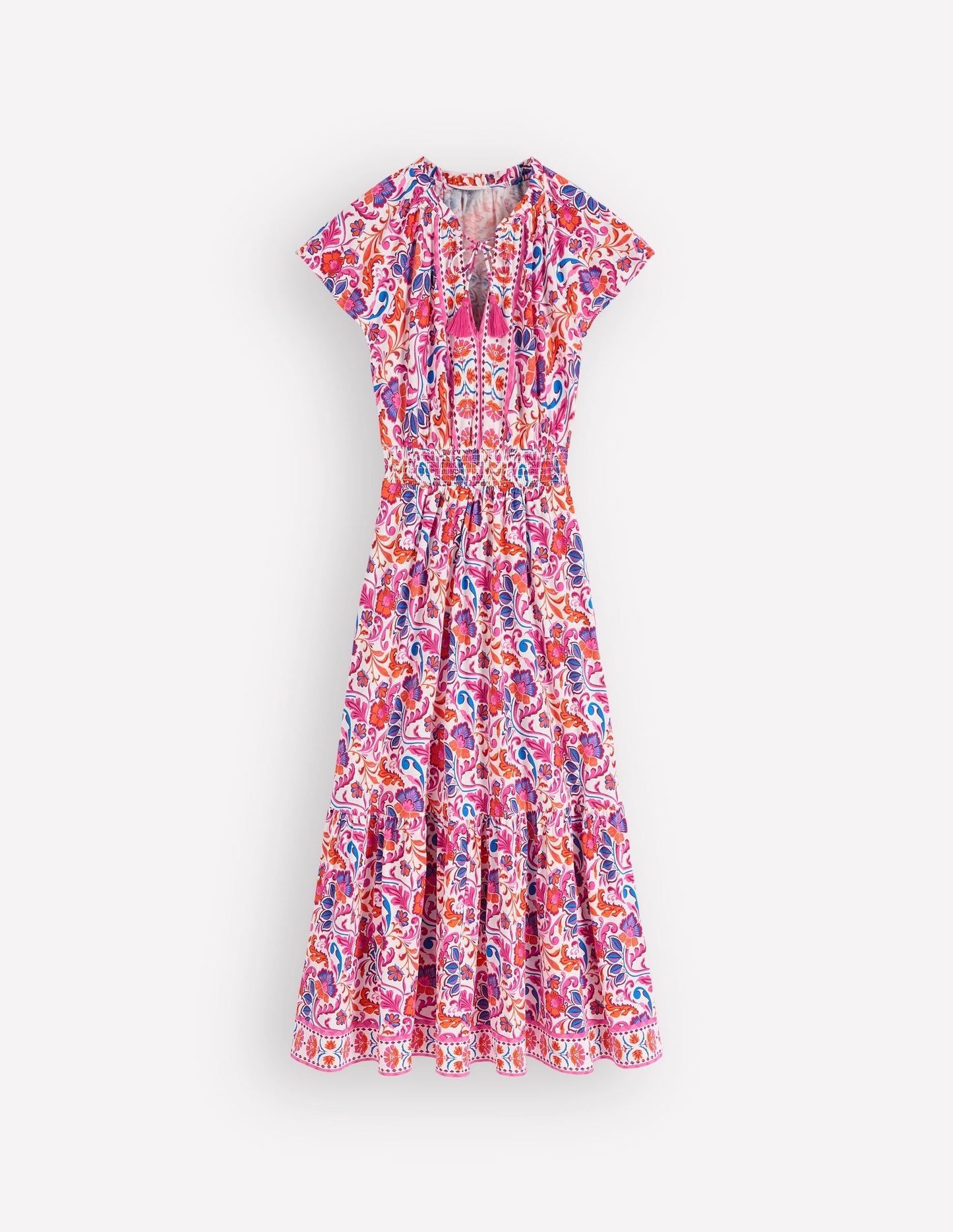Tala Tiered Jersey Maxi Dress-Pink, Flourishing Meadow