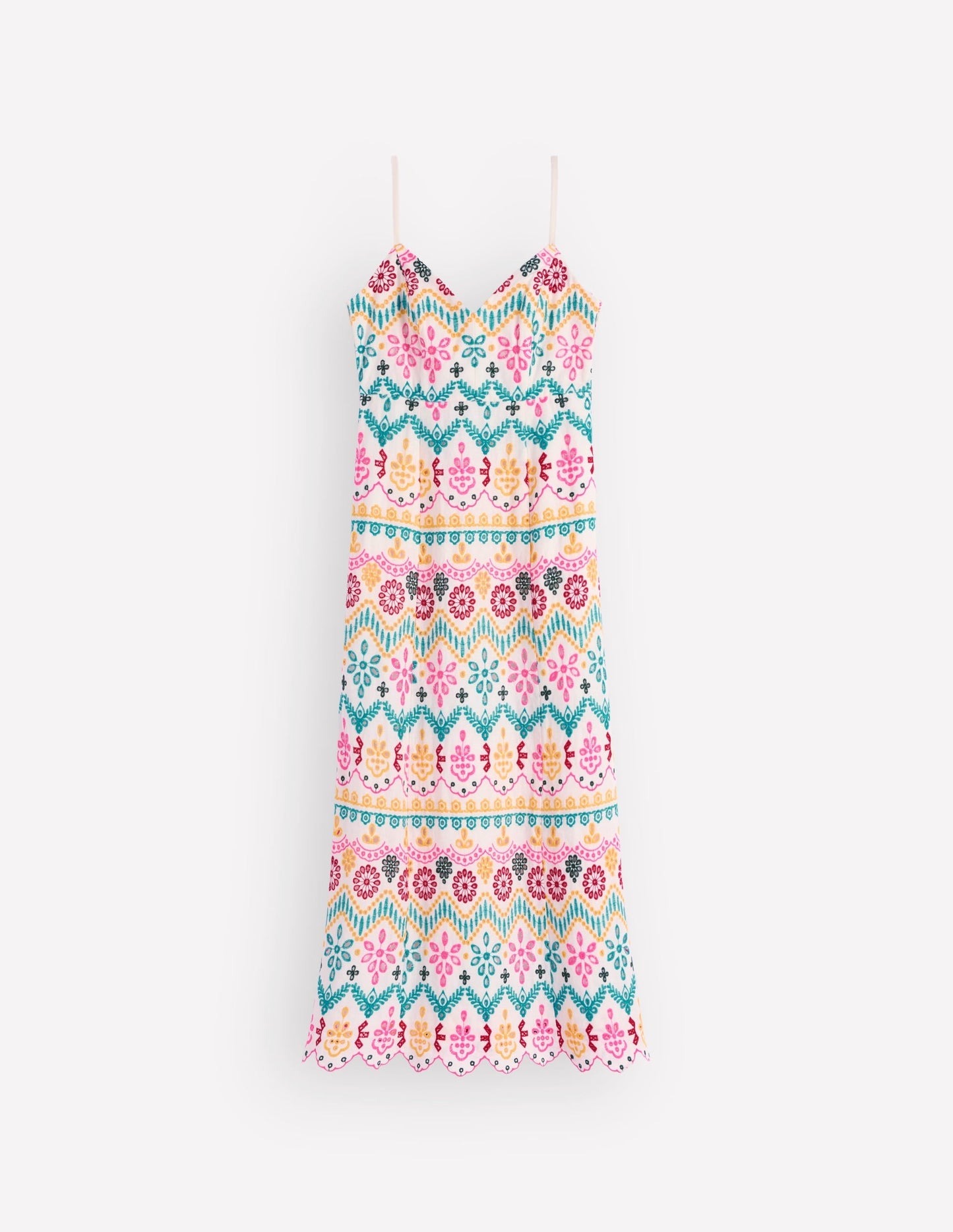 Empire Linen Broderie Dress-Multi Broderie