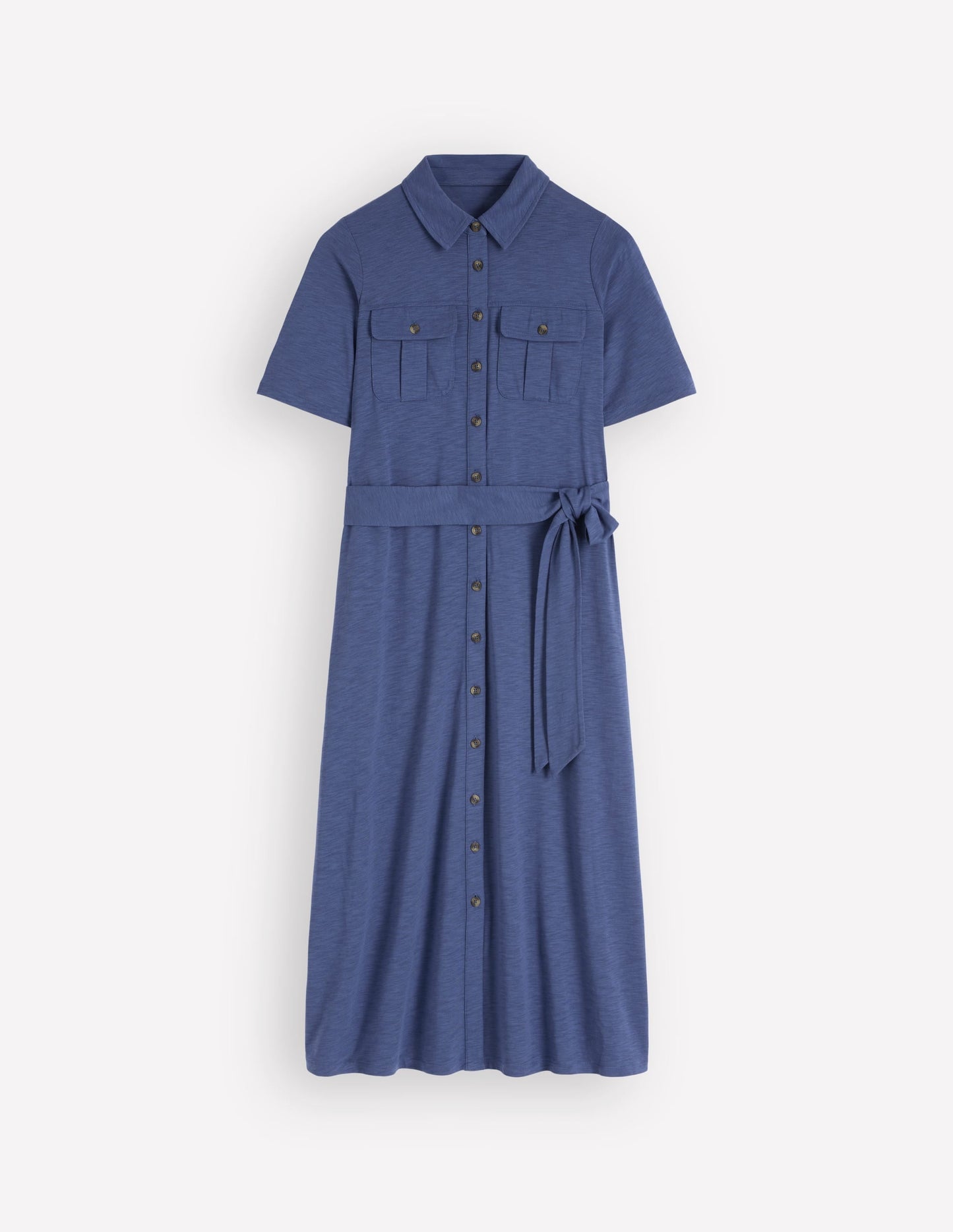 Mavis Midi Jersey Shirt Dress-Denim Blue
