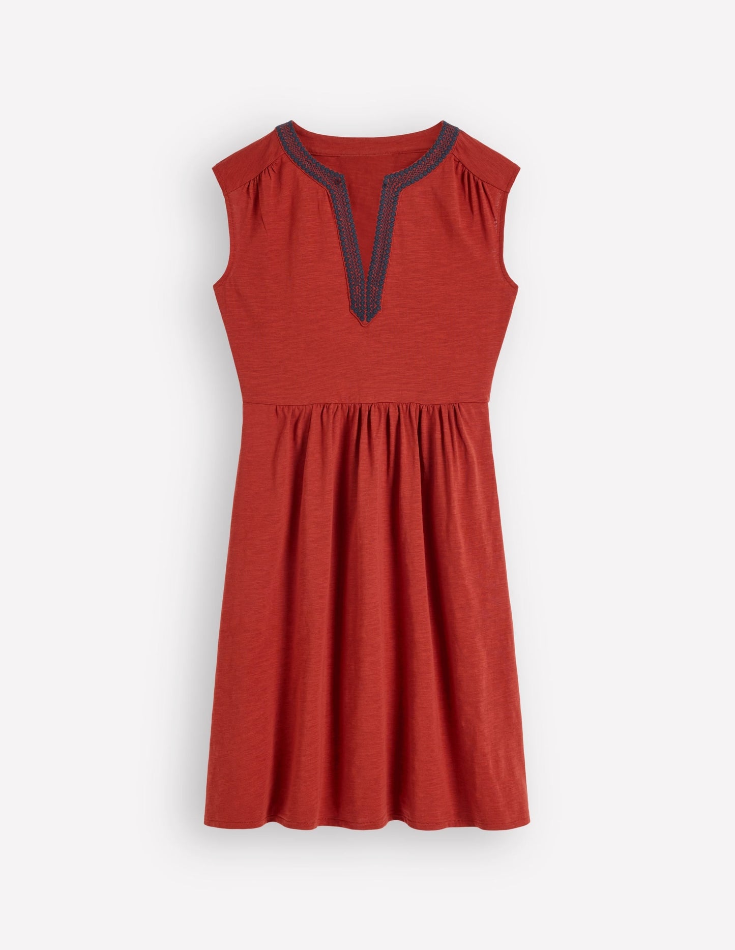 May Embroidered Short Dress-Burnt Orange