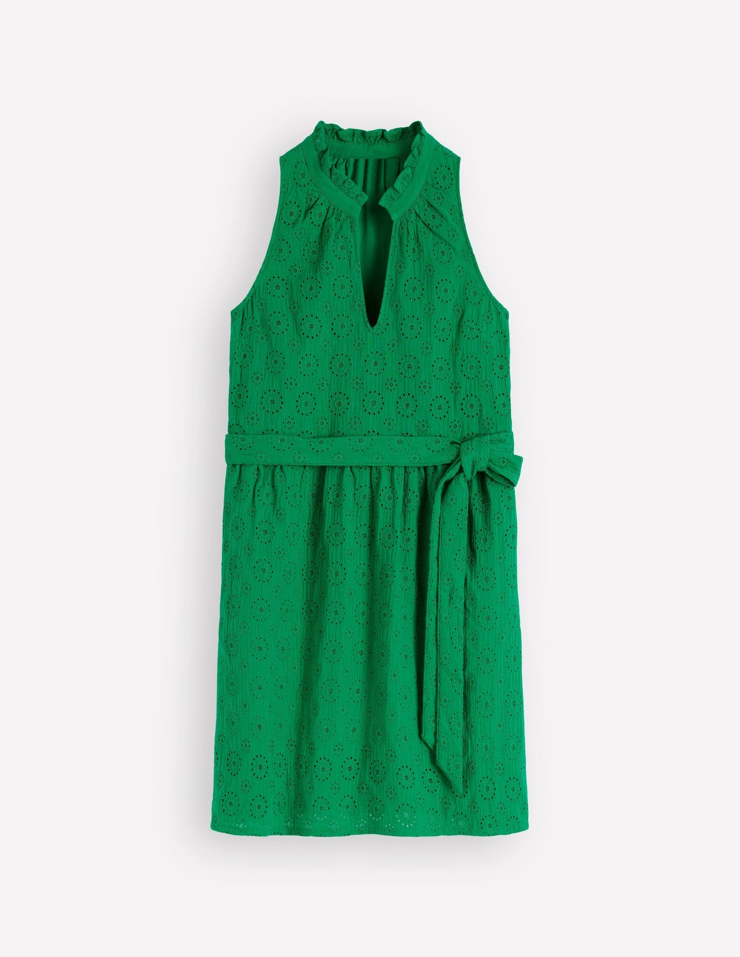 Viv Double Cloth Short Dress-Highland Green Broderie