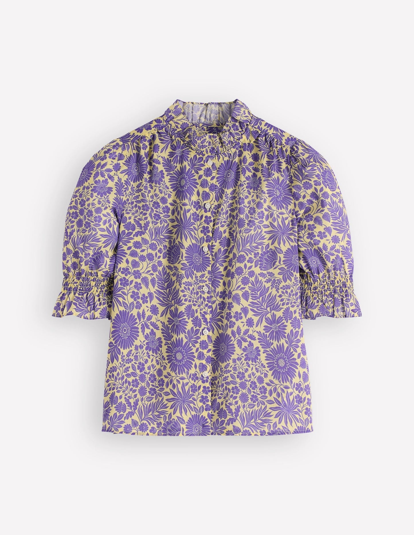 Heather Smocked Sleeve Top-Han Purple, Flowerbed Bloom