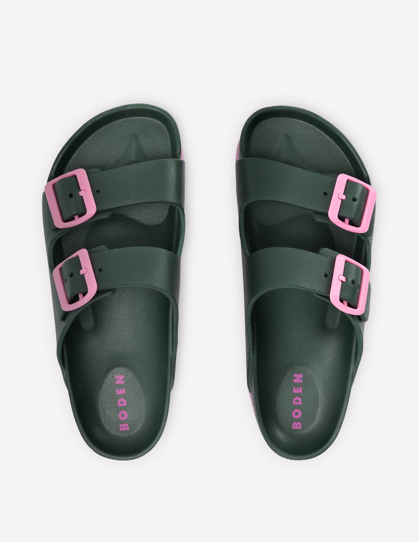 Lyla Double Buckle Sliders-Khaki/Pink