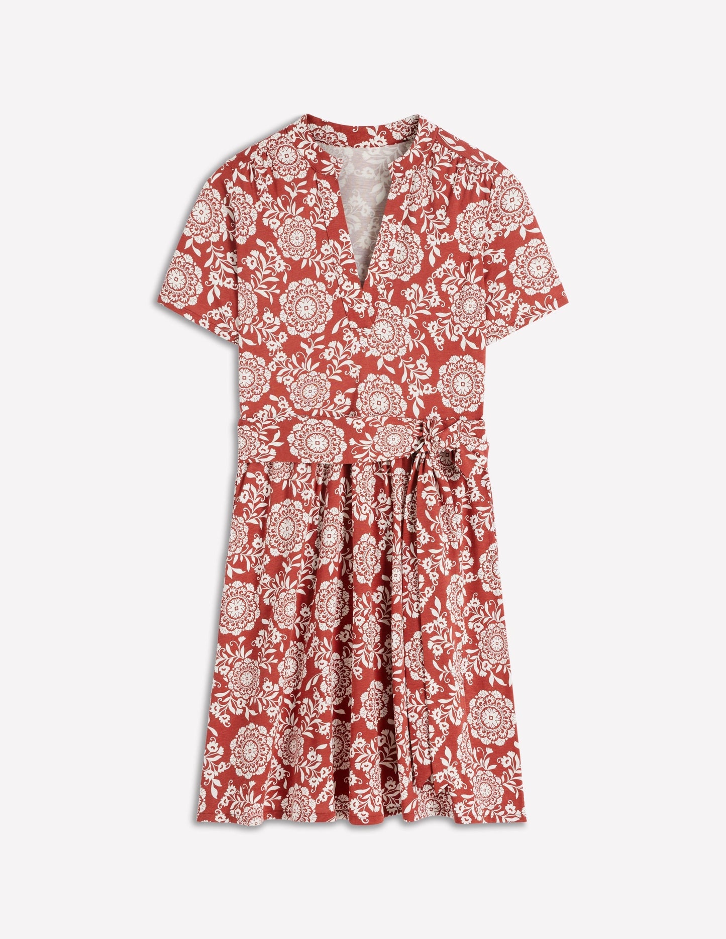 Daisy Flippy Jersey Dress-Brown, Decorative Blossom