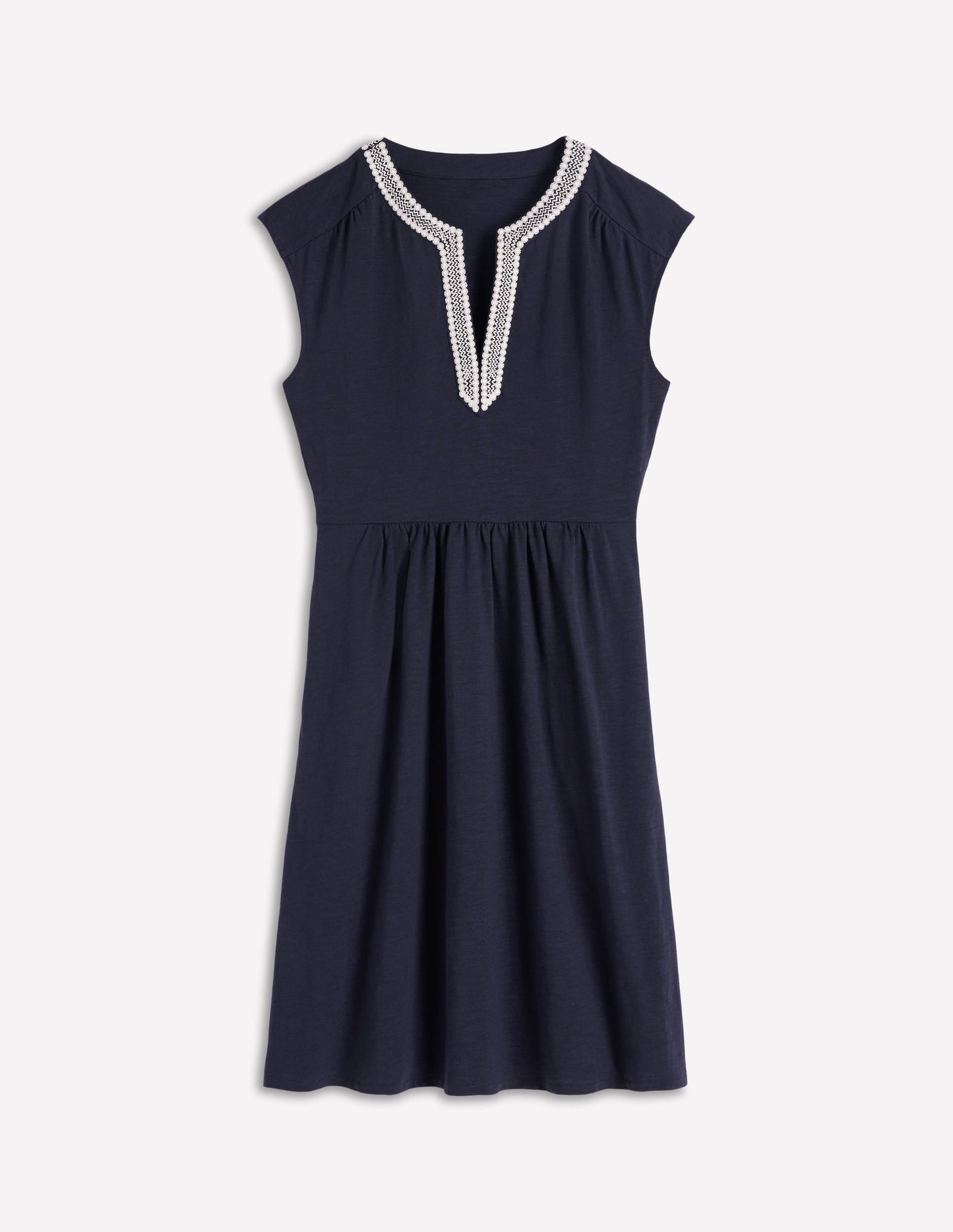 May Embroidered Short Dress-Navy