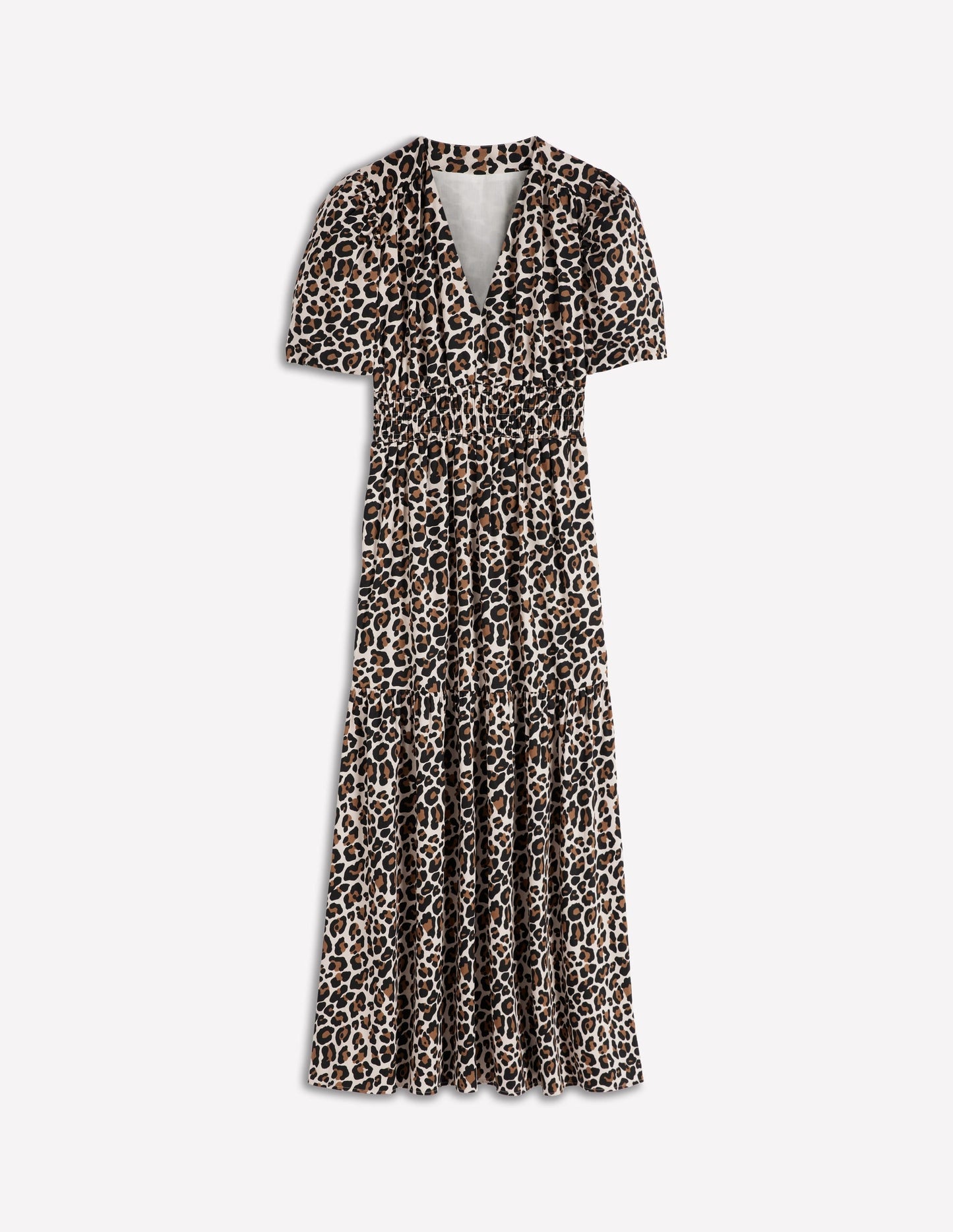 Irene Puff Sleeve Cotton Dress-Almond Milk, Cheetah Pop