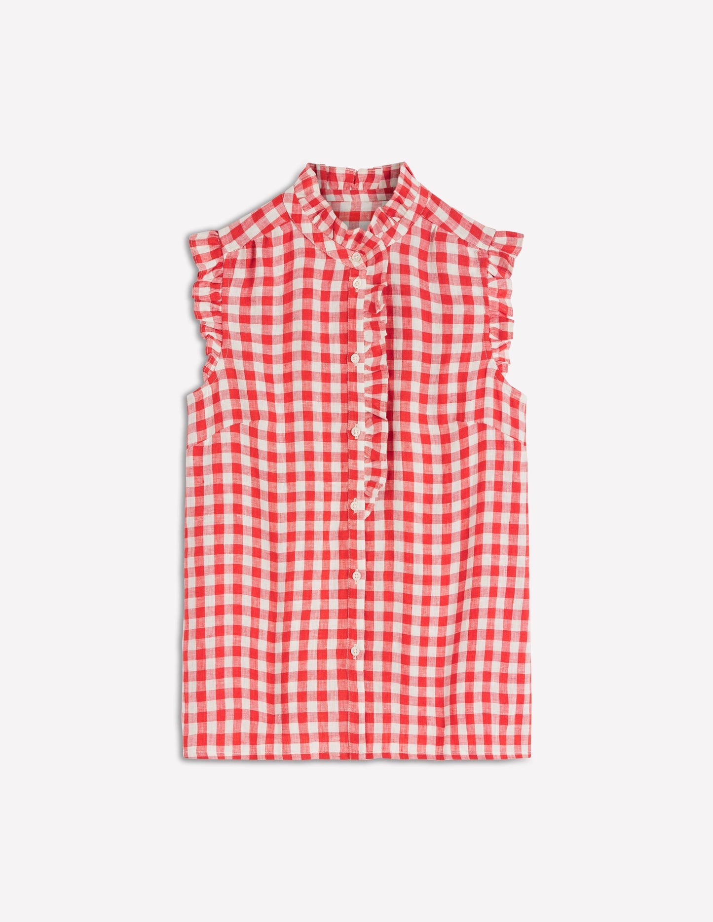 Isabel Sleeveless Linen Top-Burnt Red Gingham