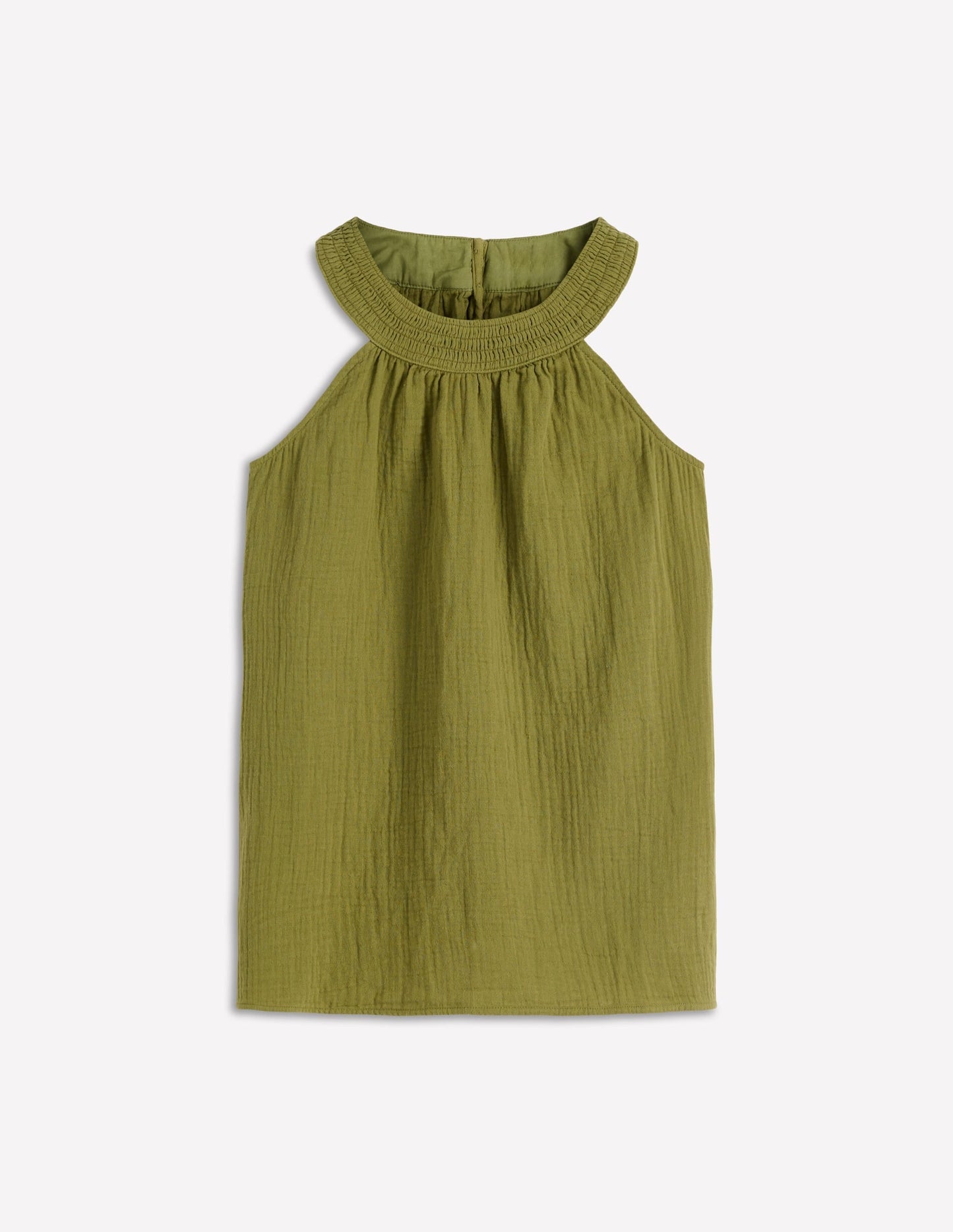 Halter-neck Double Cloth Top-Woodland Green