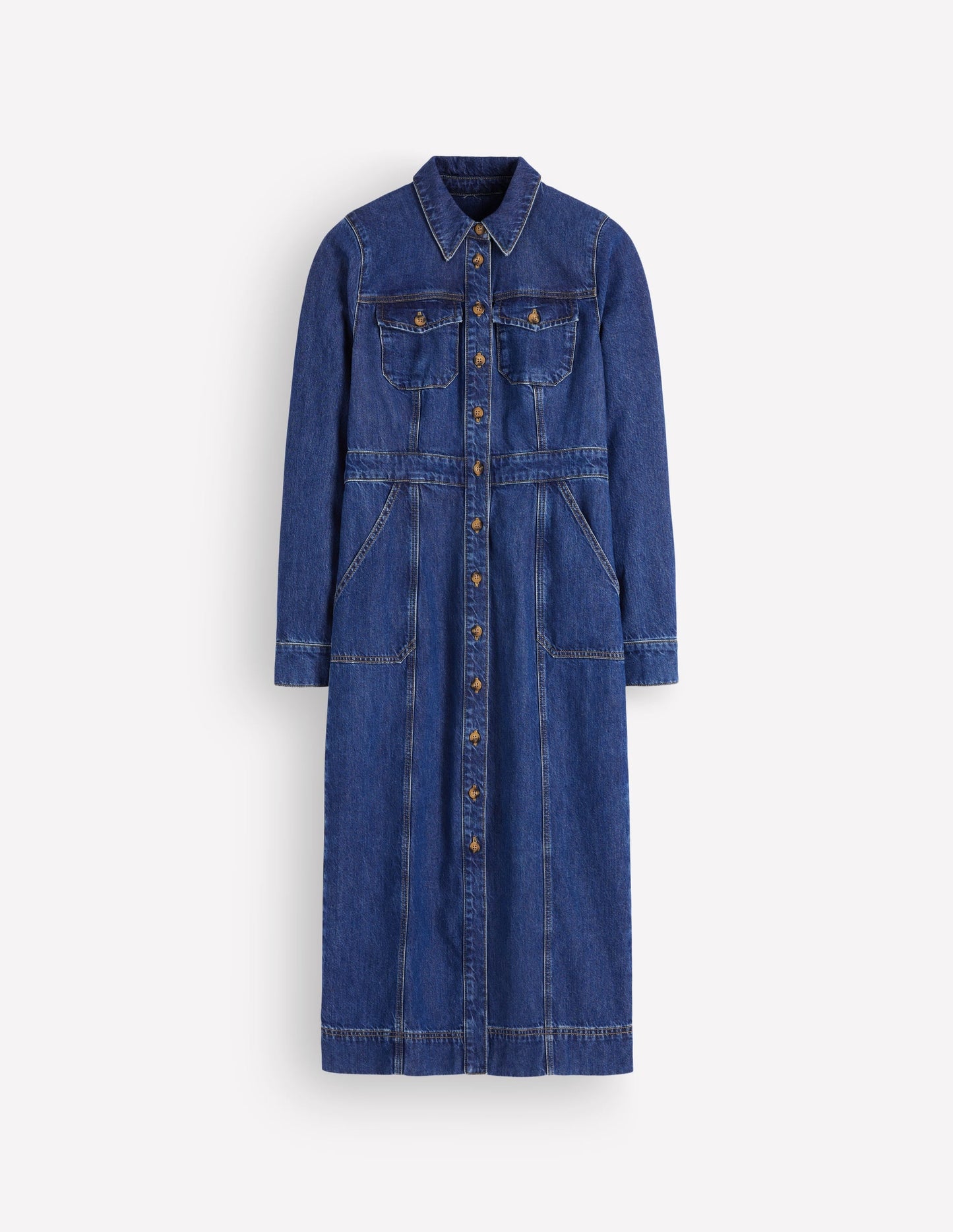 Fleur Denim Midi Dress-Mid Vintage Denim