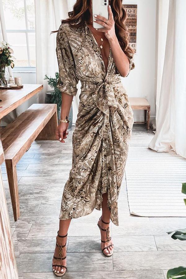 Stunncal Print Button Down Style Dress