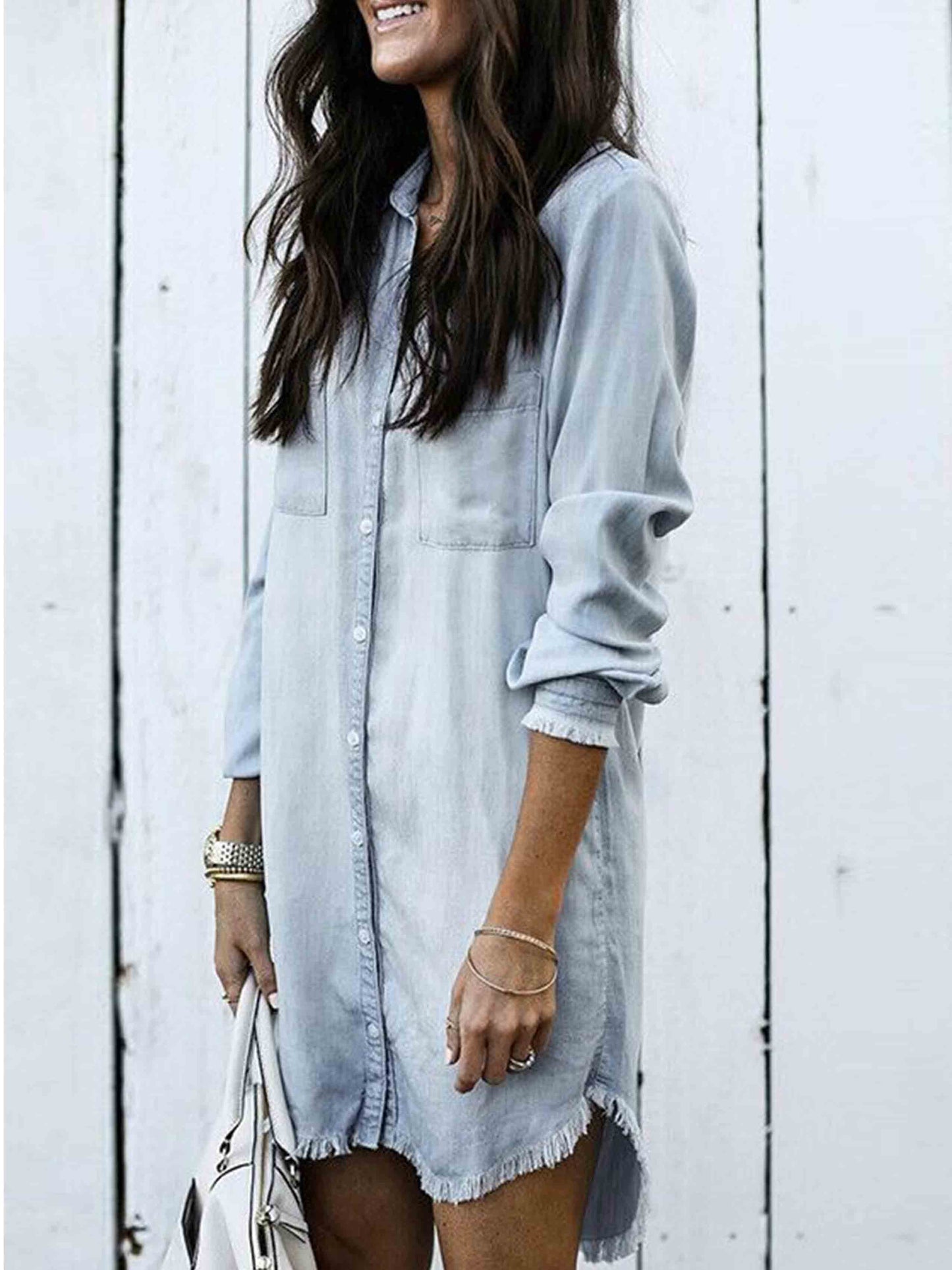 Stunncal Hot Sexy Denim Shirt Dress