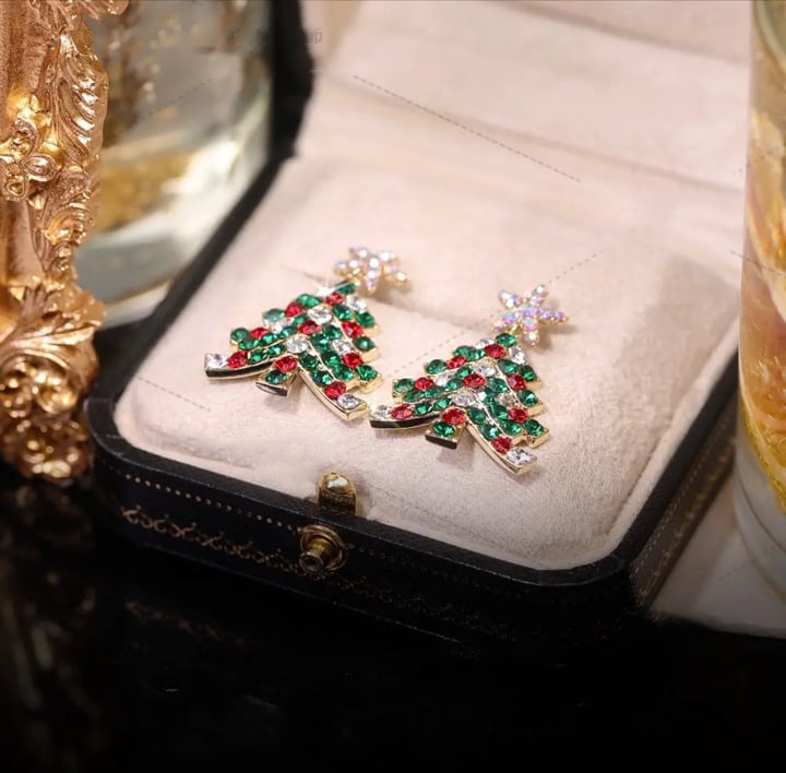 Unique Christmas Tree Earrings