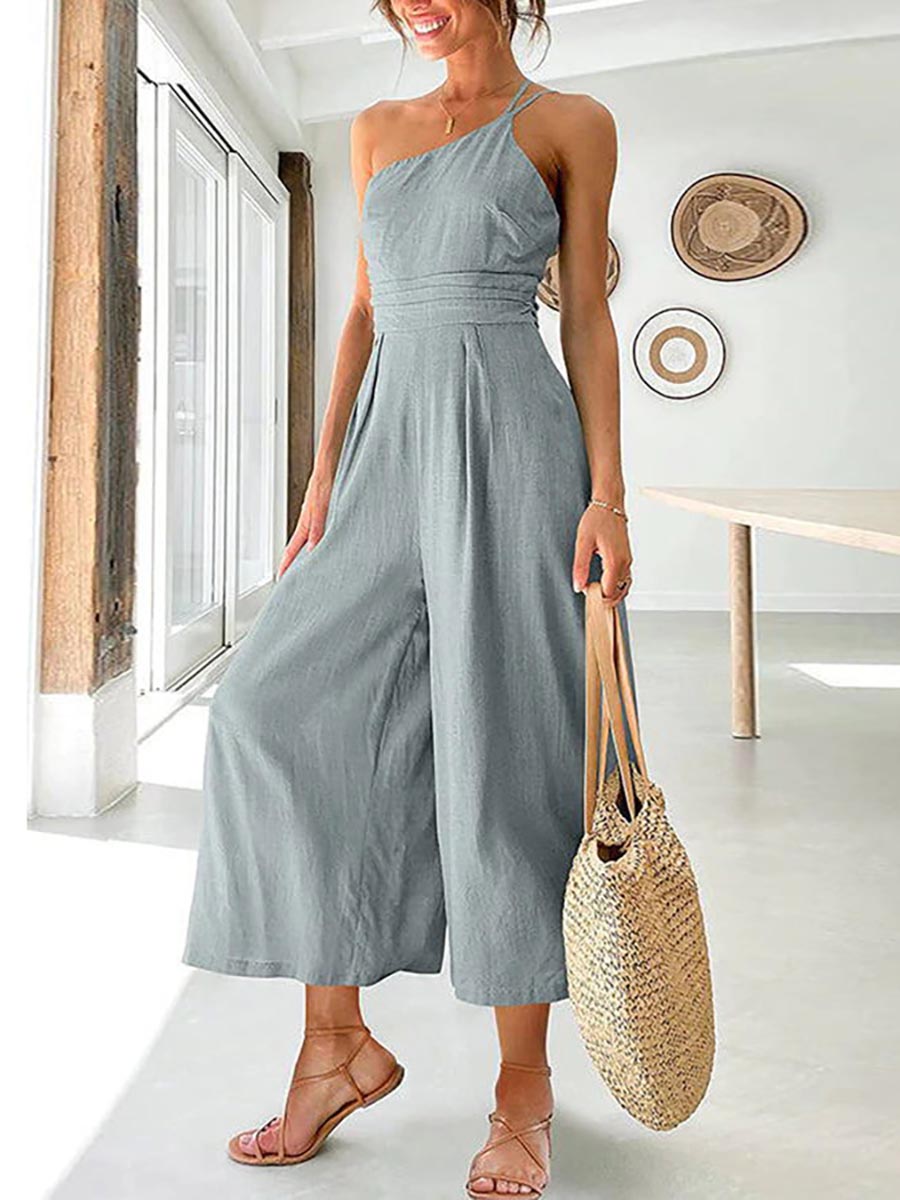 Stunncal Chic Journey One Shoulder Straps Wide Leg Jumpsuit£¨8 colors£©