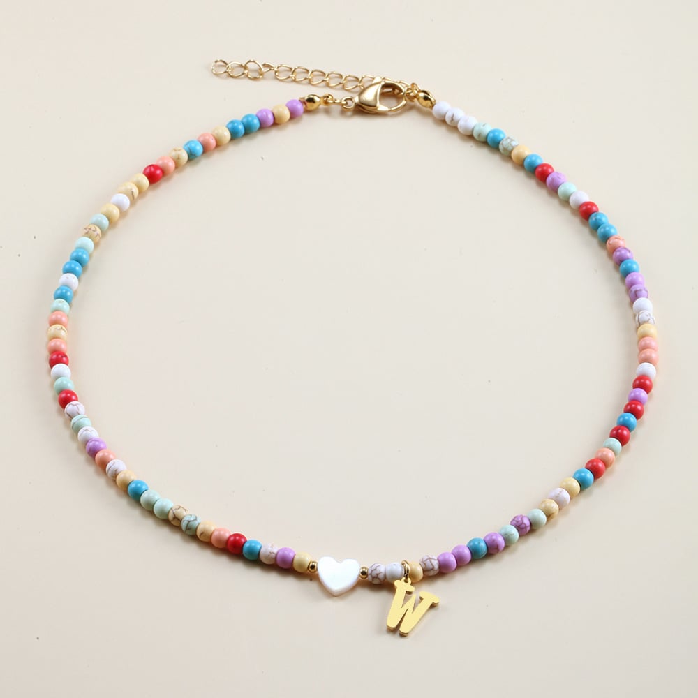 🌈Colorful Beads Initial Choker '18k Gold Plated'💗