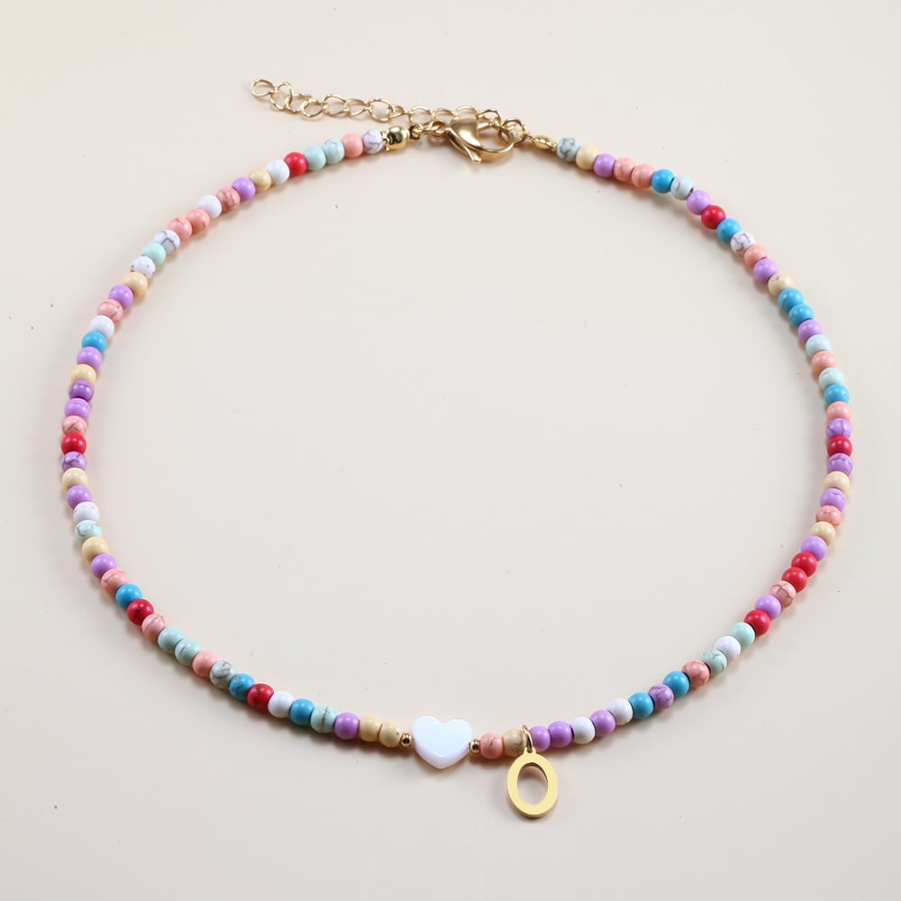 🌈Colorful Beads Initial Choker '18k Gold Plated'💗