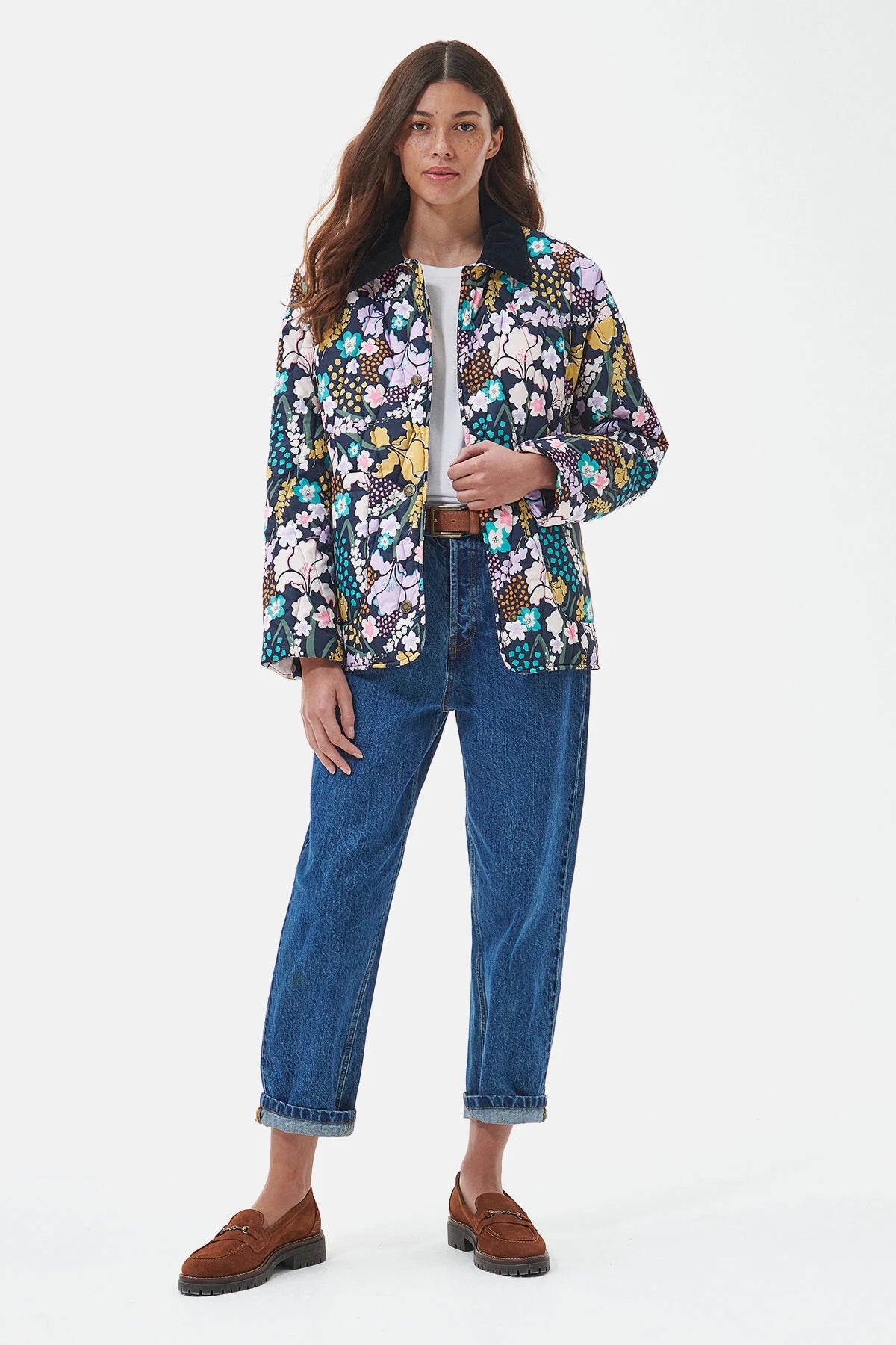 Printed delphinium quilt - BOTANICAL PRINT NAVY