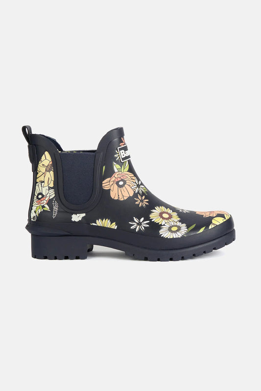 Wilton Logo Wellington Ankle Boots - NAVY FLORAL