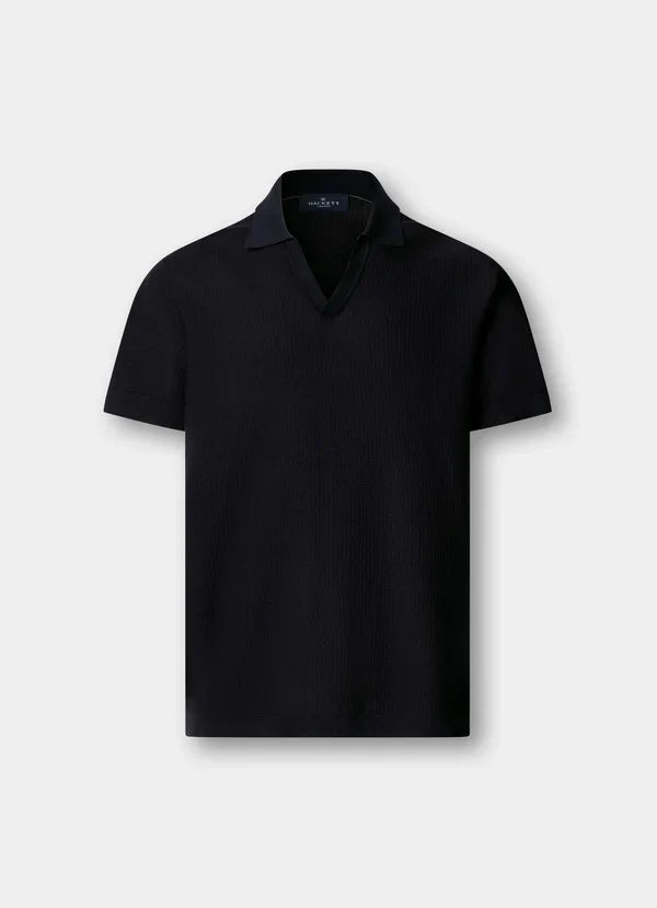 Textured Knitted Short Sleeve Polo