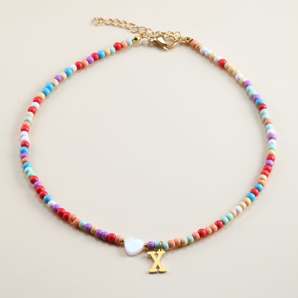 🌈Colorful Beads Initial Choker '18k Gold Plated'💗