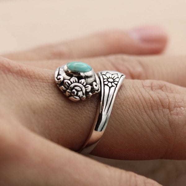 🎁Turquoise Spoon Silver Ring