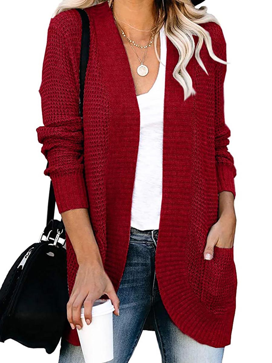 Stunncal Solid Color Long Sleeve Knitted Cardigan£¨5 colors£©