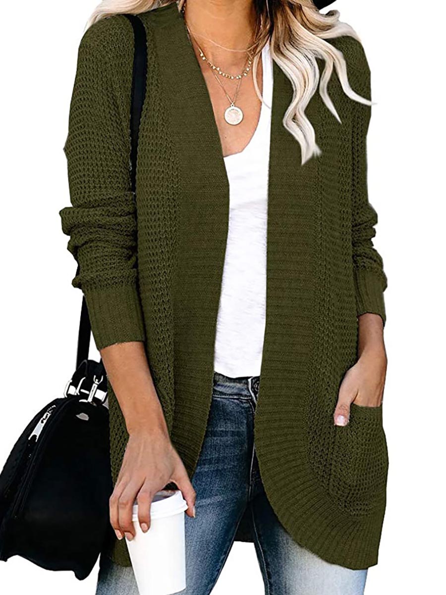 Stunncal Solid Color Long Sleeve Knitted Cardigan£¨5 colors£©