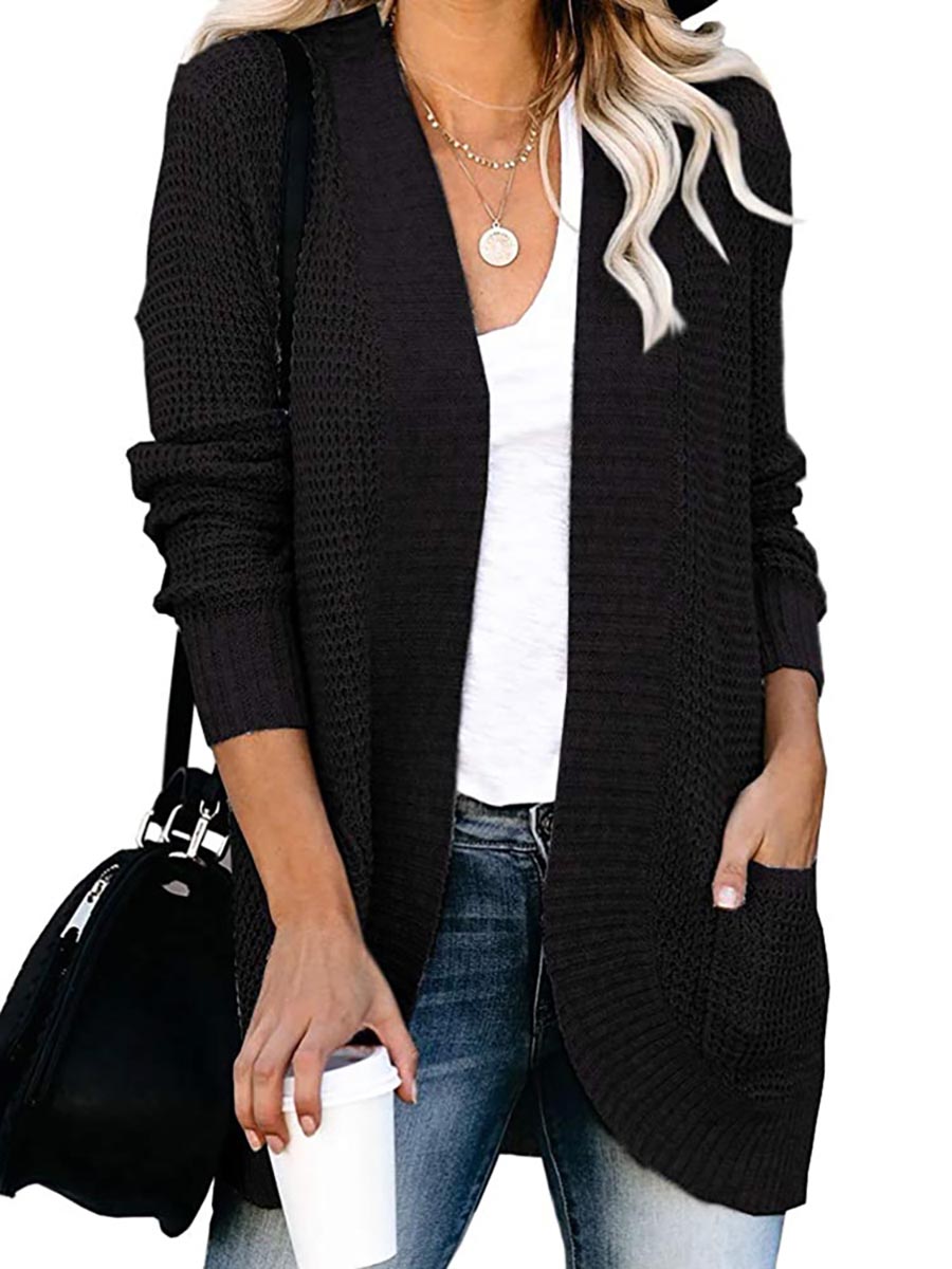 Stunncal Solid Color Long Sleeve Knitted Cardigan£¨5 colors£©