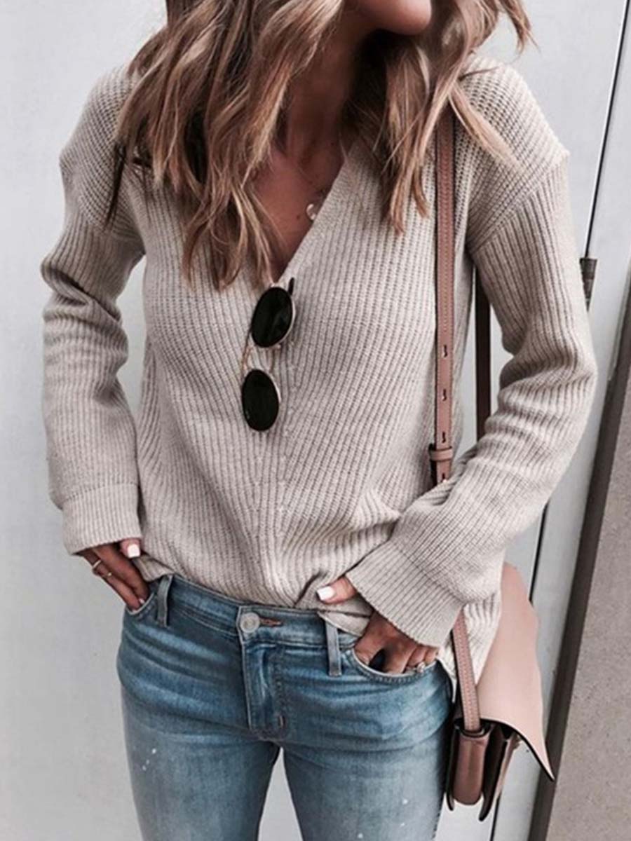 Stunncal Fashion V-Neck Knit Top £¨6 Colors£©