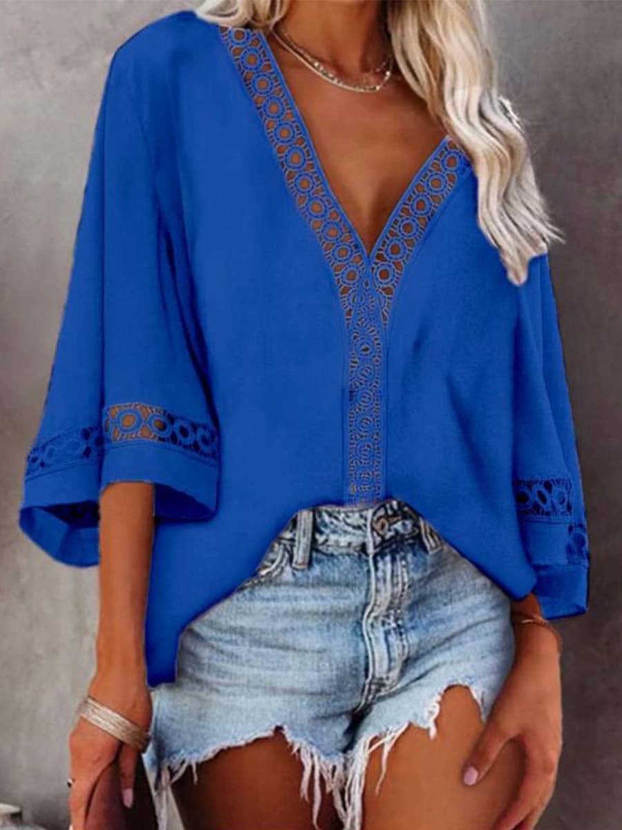 Stunnncal Lace V-neck Shirt£¨5 colors£©