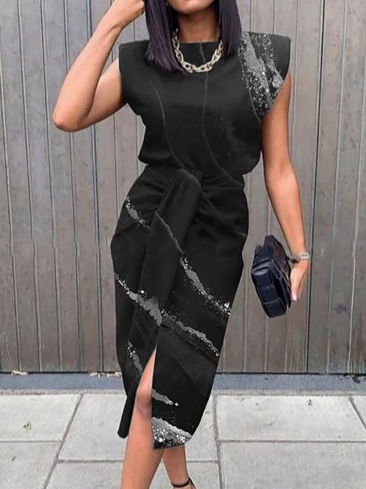Stunncal Elegant Print Printing O Neck A Line Dresses(5 Colors)
