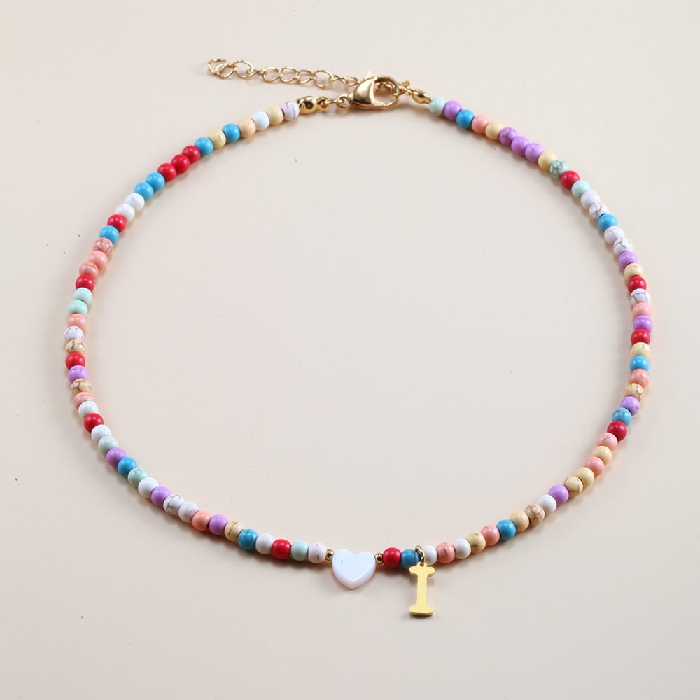 🌈Colorful Beads Initial Choker '18k Gold Plated'💗