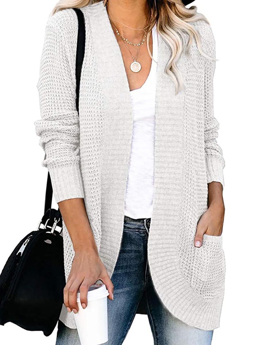 Stunncal Solid Color Long Sleeve Knitted Cardigan£¨5 colors£©