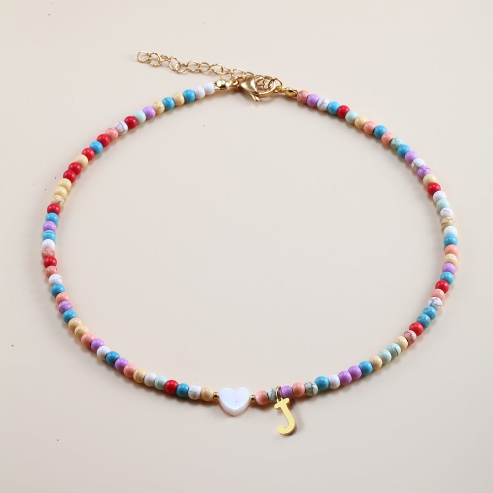 🌈Colorful Beads Initial Choker '18k Gold Plated'💗
