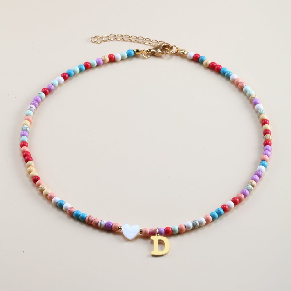 🌈Colorful Beads Initial Choker '18k Gold Plated'💗